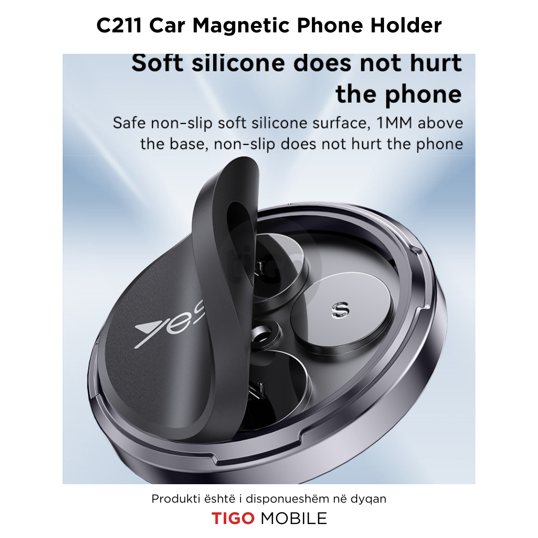 Yesido C211 – Mbajtëse Magnetike për Telefon në Makinë me 4 Magnetë të Fuqishëm dhe Rrotullim 360°