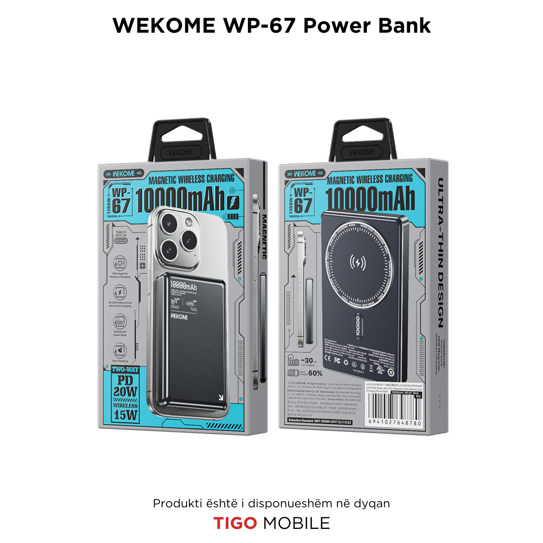 Wekome WP-67 Powerbank 22.5W 10000mAh – Karikim i Shpejtë dhe Portativ
