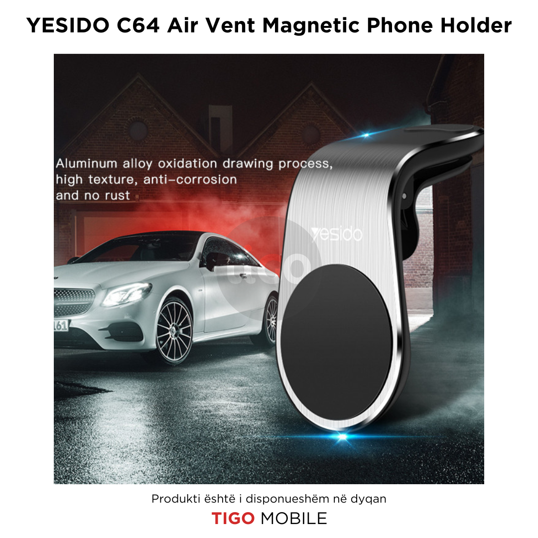 Yesido C64 – Mbajtëse Magnetike Alumini për Telefon