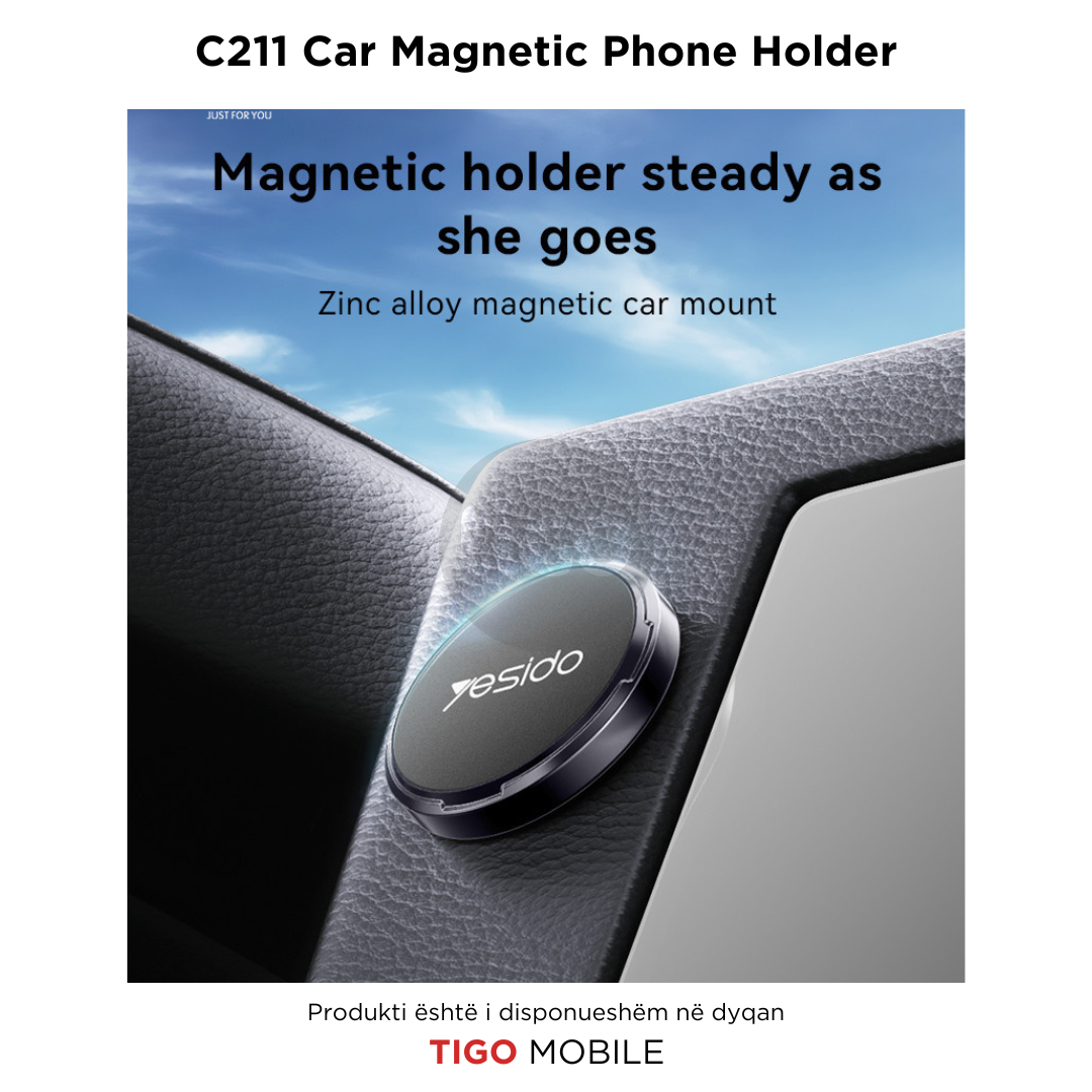 Yesido C211 – Mbajtëse Magnetike për Telefon në Makinë me 4 Magnetë të Fuqishëm dhe Rrotullim 360°