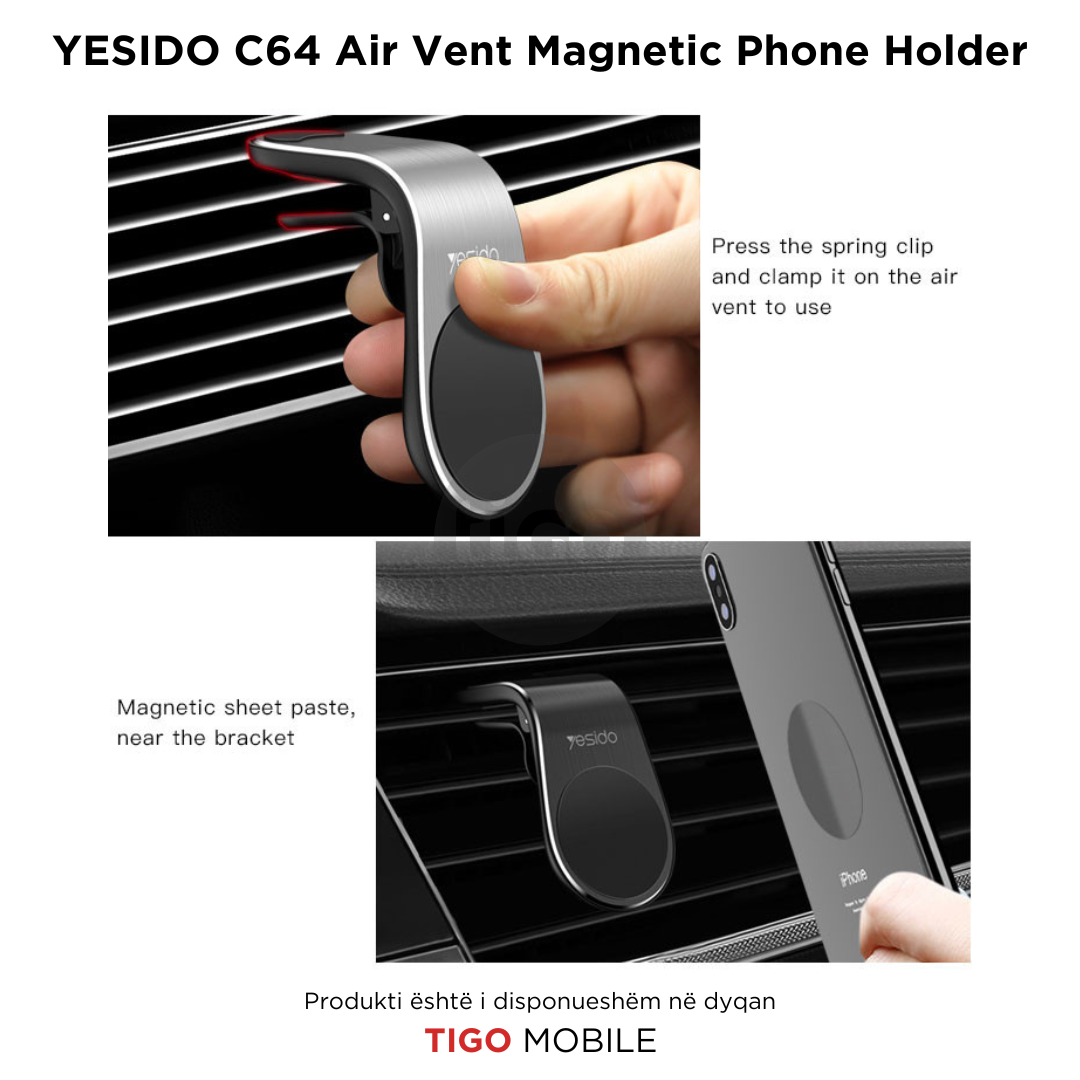 Yesido C64 – Mbajtëse Magnetike Alumini për Telefon