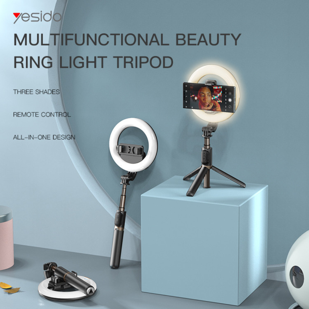Yesido SF12 LED Ring Light Stand Selfie Stick