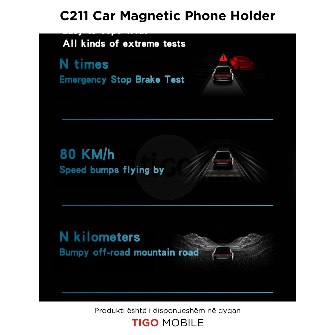 Yesido C211 – Mbajtëse Magnetike për Telefon në Makinë me 4 Magnetë të Fuqishëm dhe Rrotullim 360°