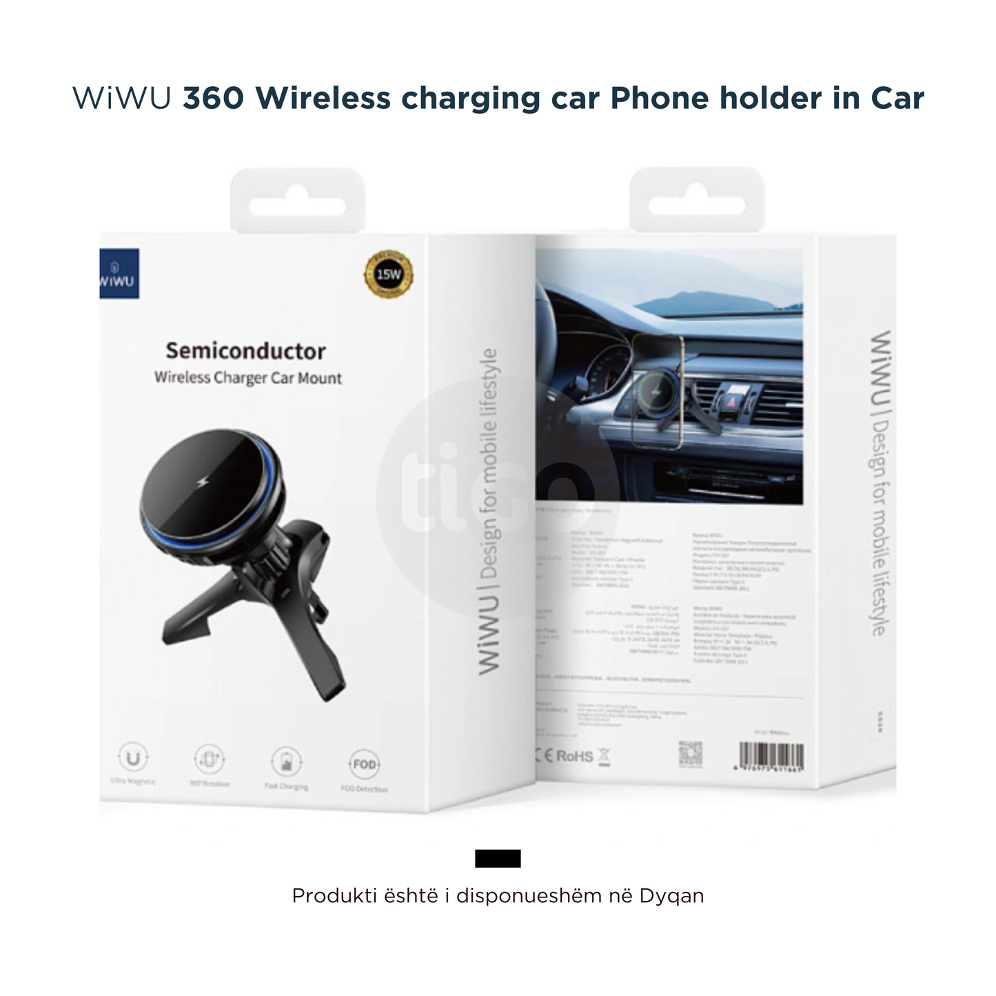 WiWU - Mbajtese Telefoni dhe Karikues Wireless per Makine 360 - CH-317