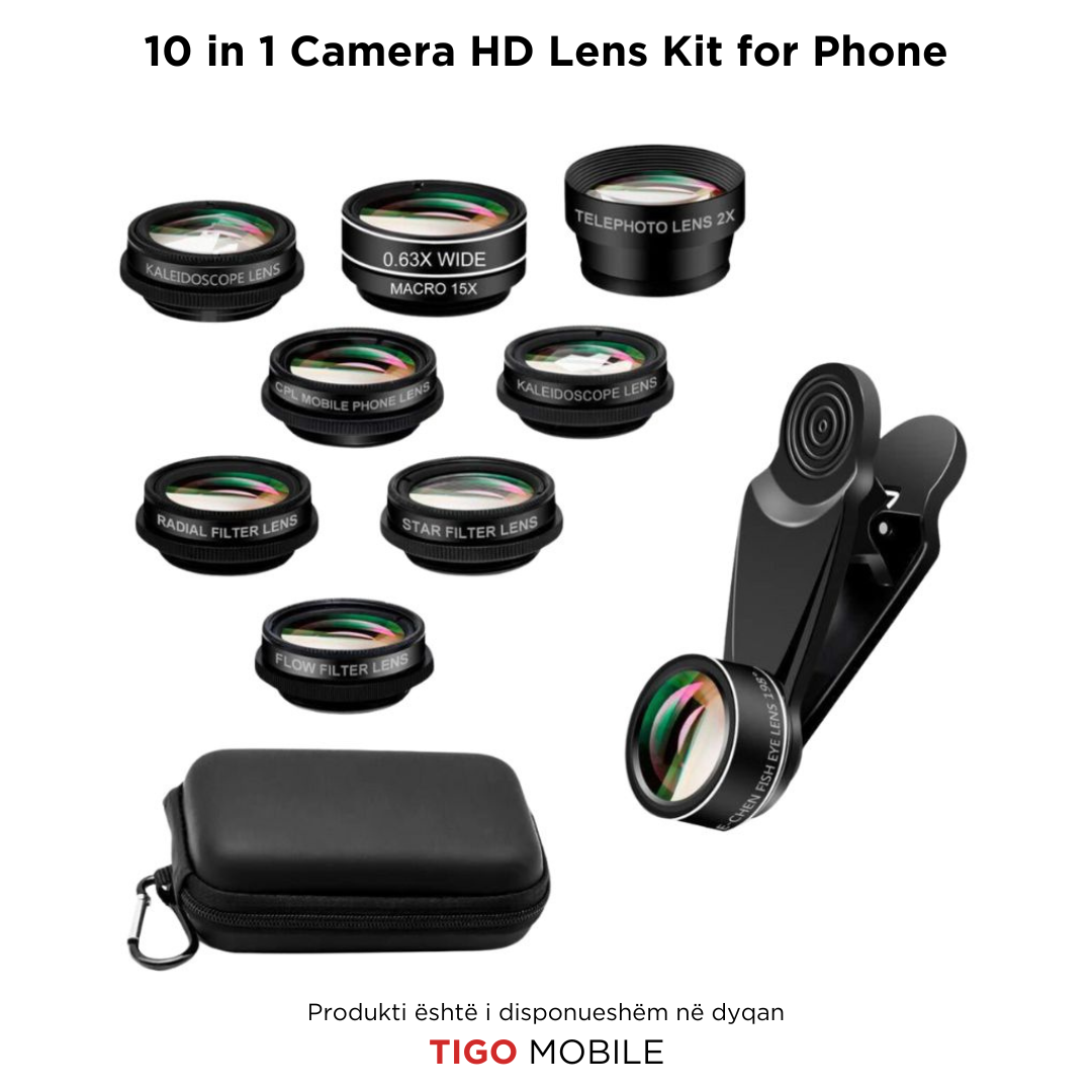 Set Lentash 10 në 1 për Kamera Telefoni – Model XH1001 Camera HD Lens Kit for Phone