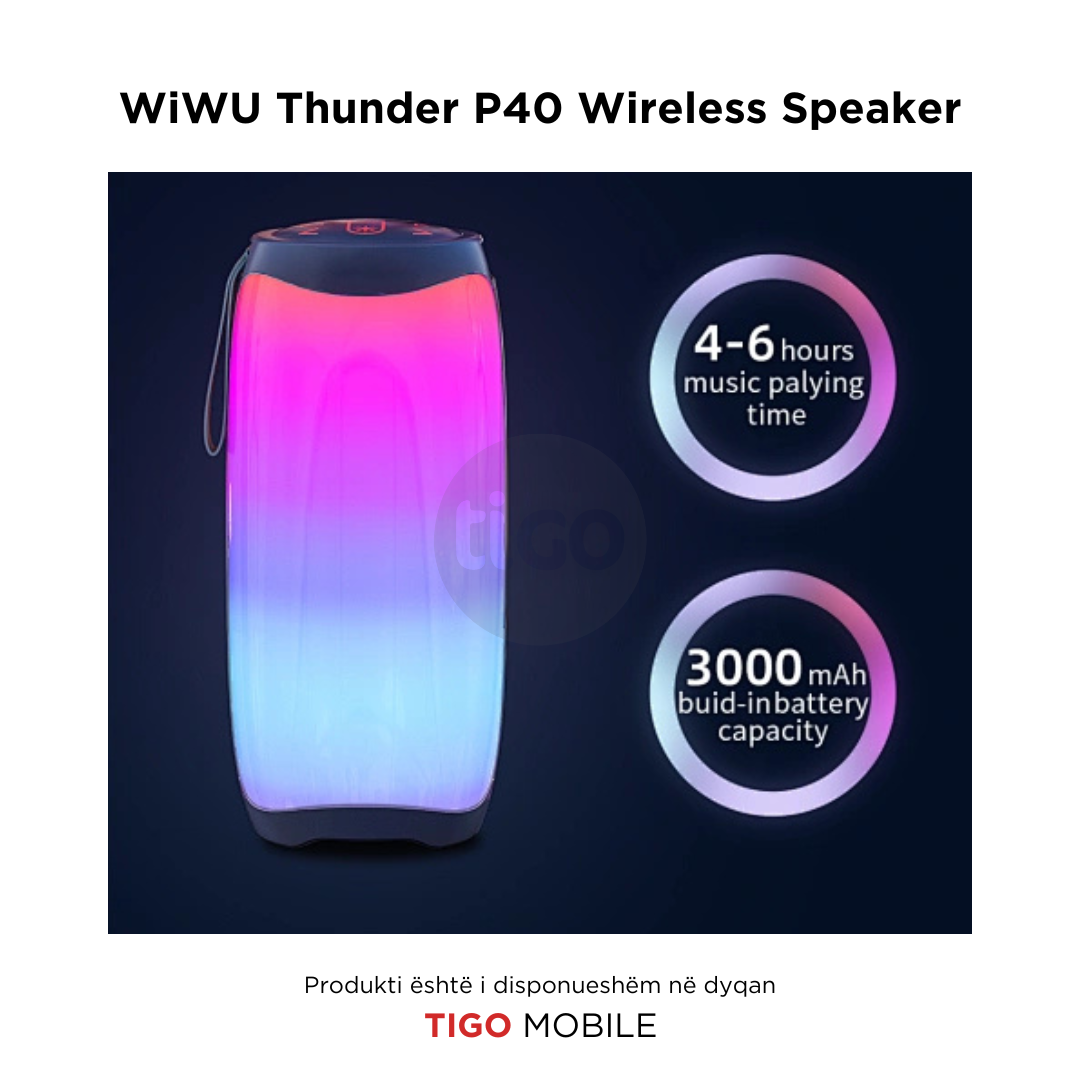 Boks me Bluetooth - WiWU Thunder P40 Wireless Speaker