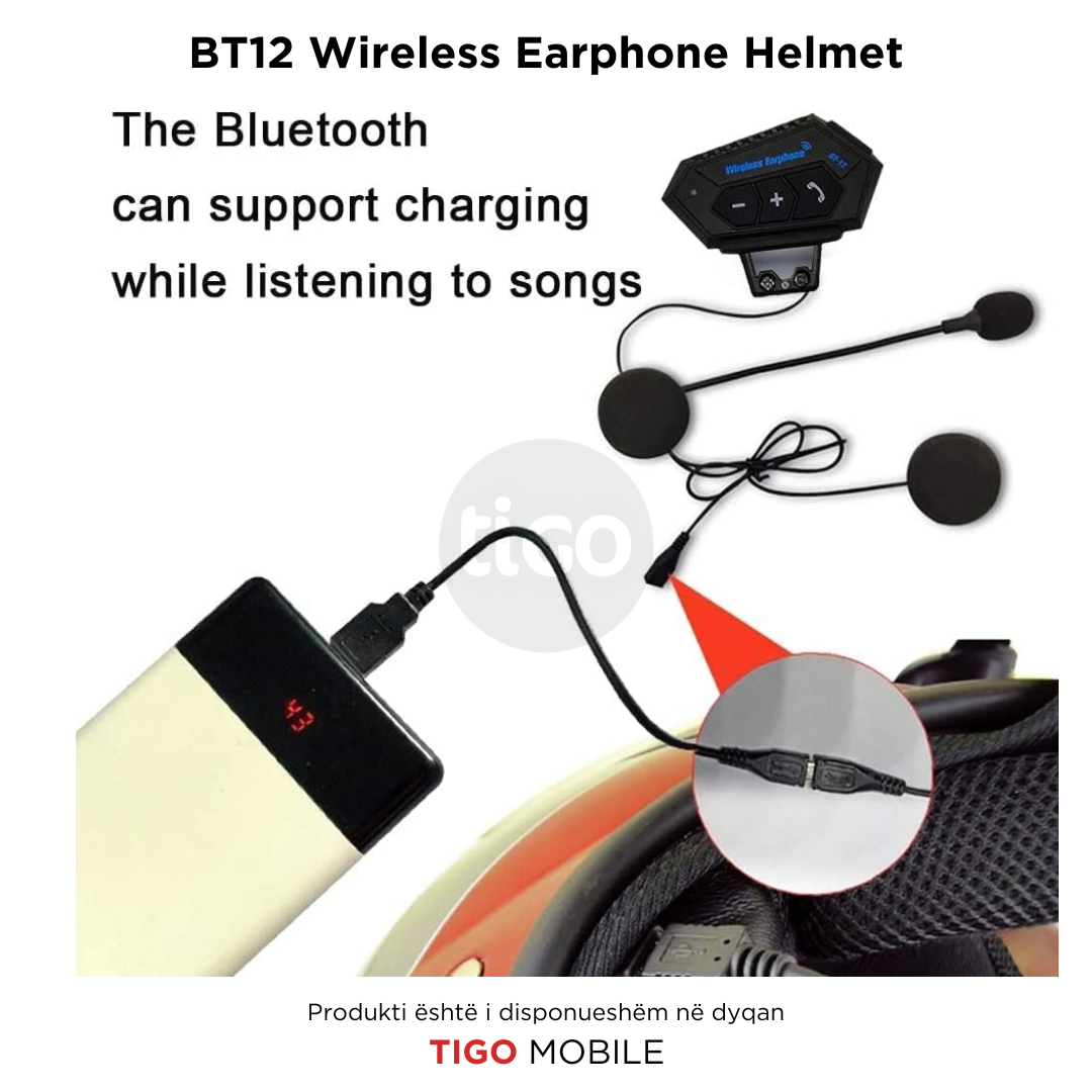 Kufjet me Bluetooth Helmet BT12 per Motorr - Wireless Earphone