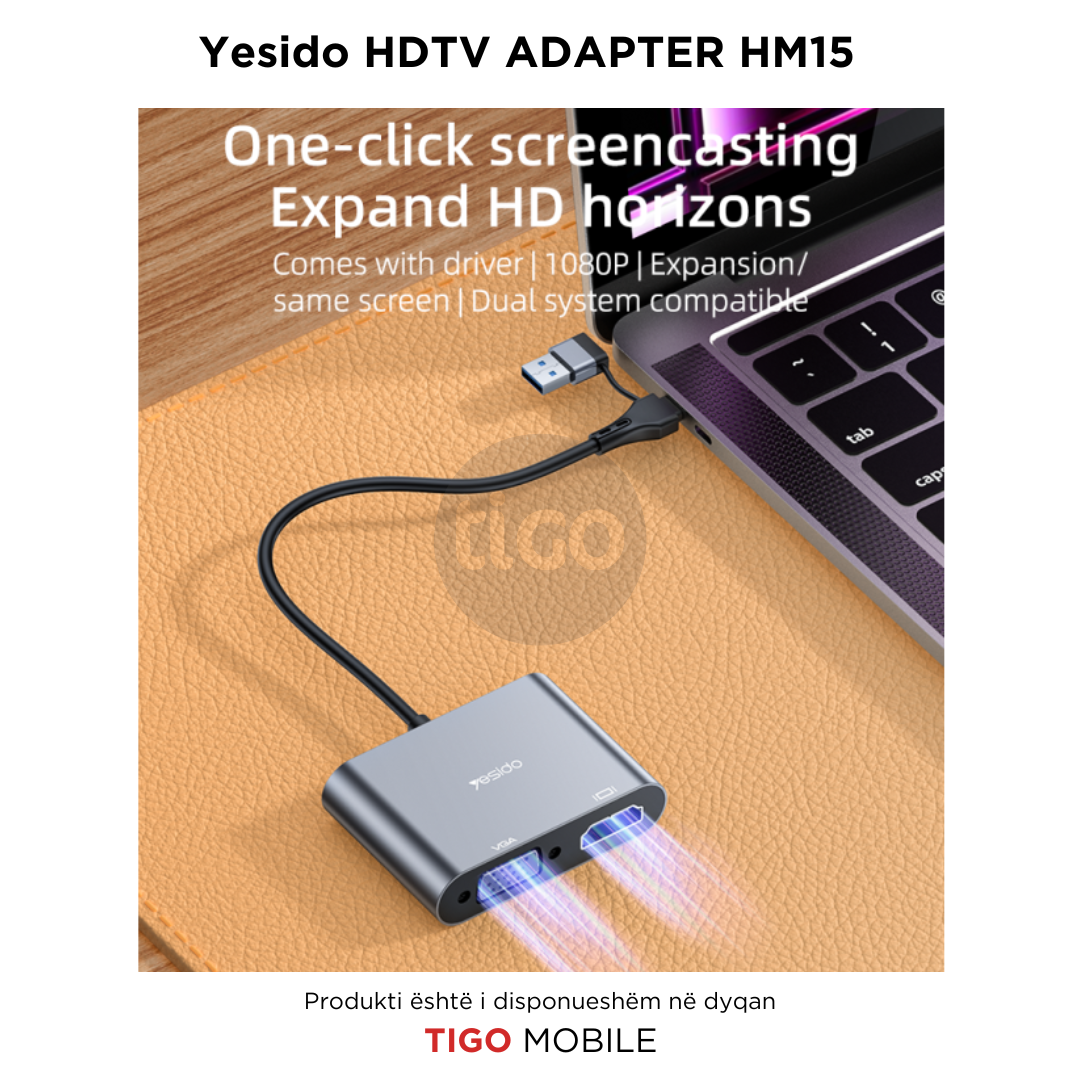 HDTV ADAPTER - HM15 Ultra-low Latency TC & USB Dual System Compatible Computer Split Screen Laptop Screen Splitter