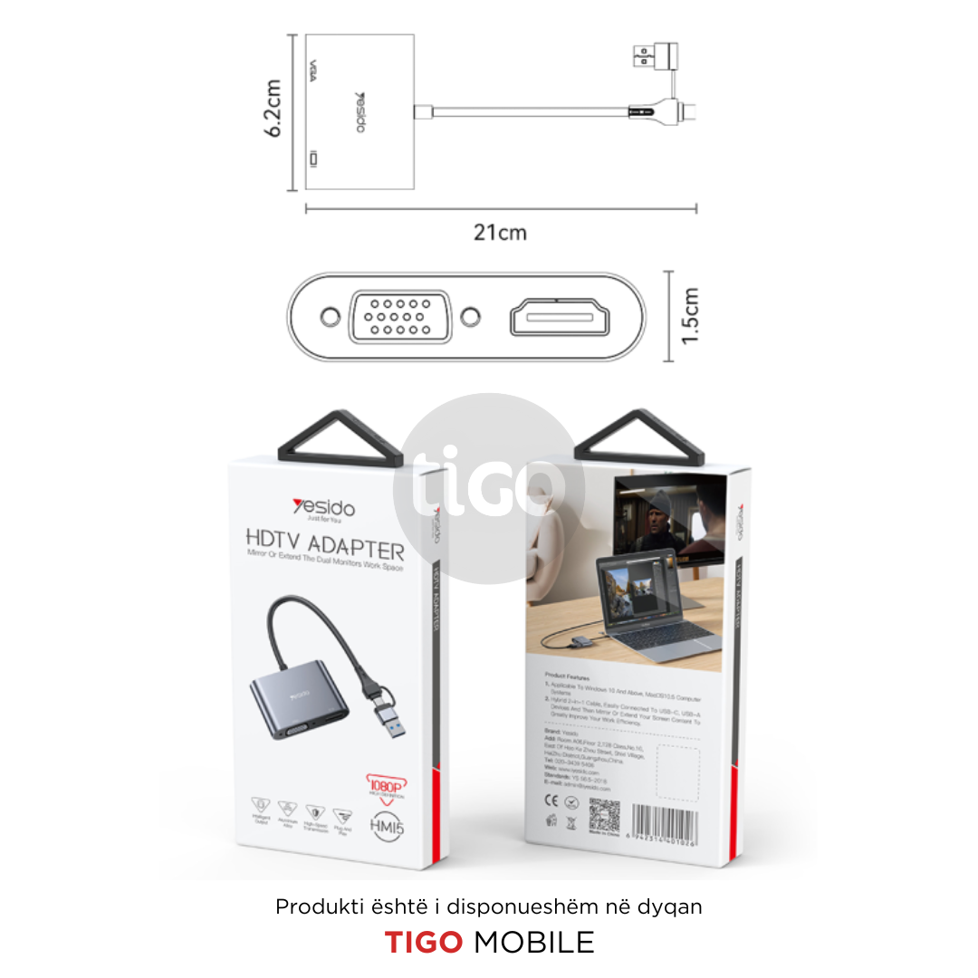 HDTV ADAPTER - HM15 Ultra-low Latency TC & USB Dual System Compatible Computer Split Screen Laptop Screen Splitter