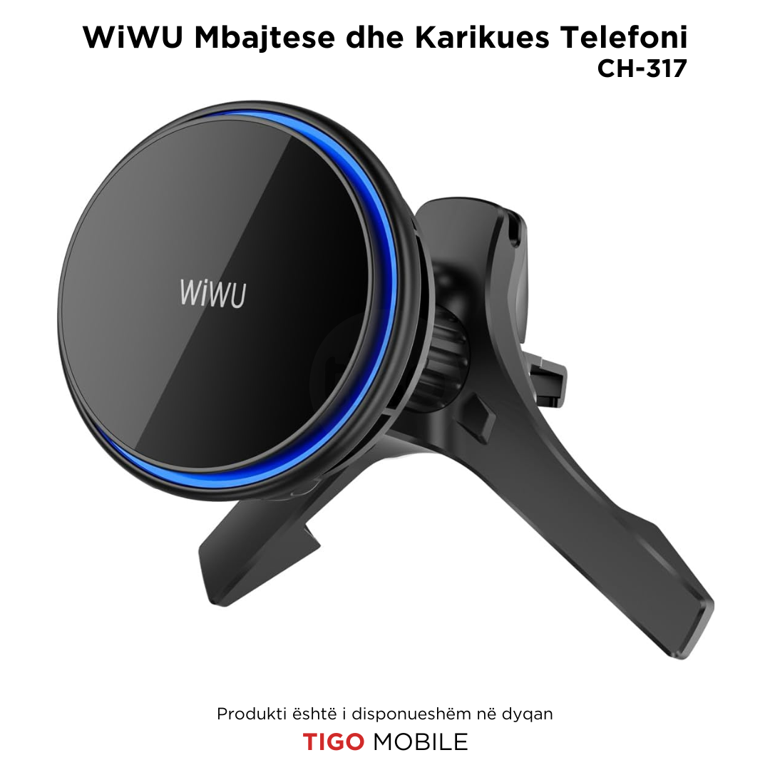 WiWU - Mbajtes dhe Karikues Telefoni - 15W Wireless Charging Car Mount CH-317