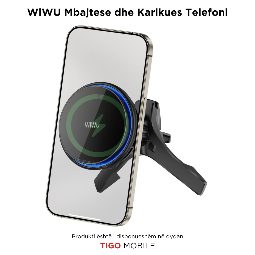 WiWU - Mbajtes dhe Karikues Telefoni - 15W Wireless Charging Car Mount CH-317