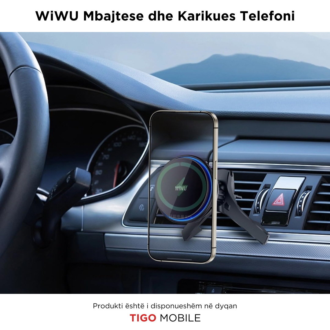 WiWU - Mbajtes dhe Karikues Telefoni - 15W Wireless Charging Car Mount CH-317