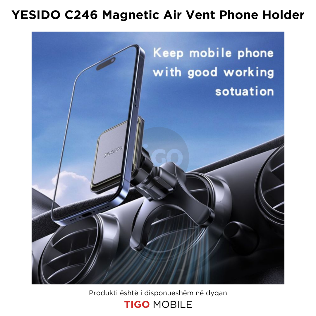 Mbajtëse Magnetike Telefoni në Makinë – Free Rotating Angle Upgraded Airvent Clip Stably c246 Standing Magnetic Air Vent Phone Holder C246