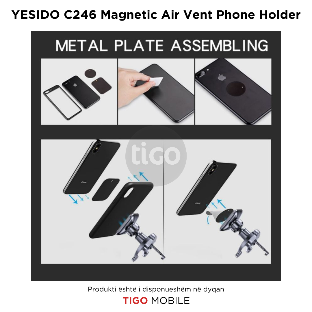 Mbajtëse Magnetike Telefoni në Makinë – Free Rotating Angle Upgraded Airvent Clip Stably c246 Standing Magnetic Air Vent Phone Holder C246