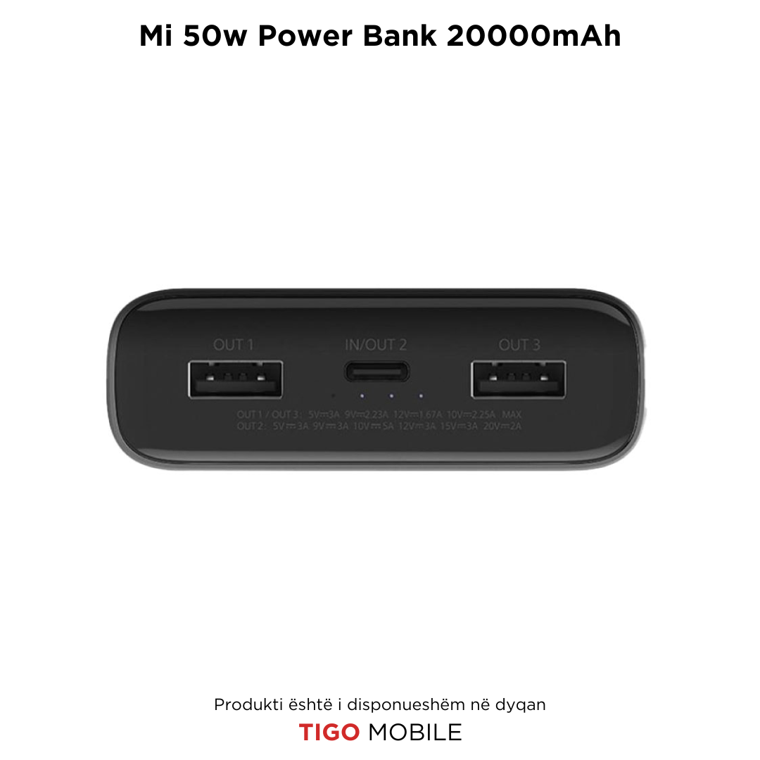 Mi 50W Power Bank 20000mAh – Fuqi Portative për Pajisjet Tuaja