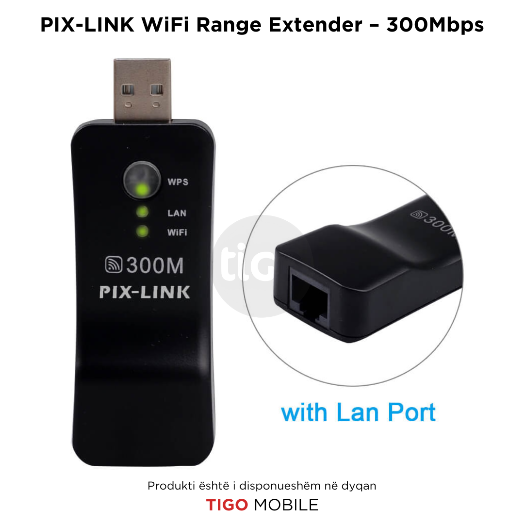 PIX-LINK Single Band WiFi Range Extender – 300Mbps | Wireless TV Network Adapter