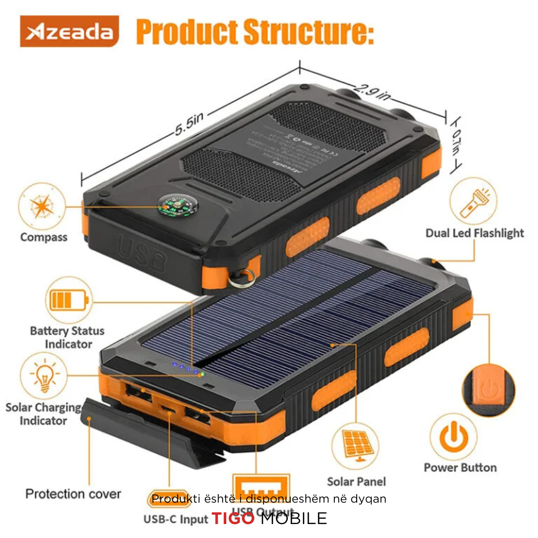 Azeada Walker I Solar Powerbank 10000mAh AZ-P15