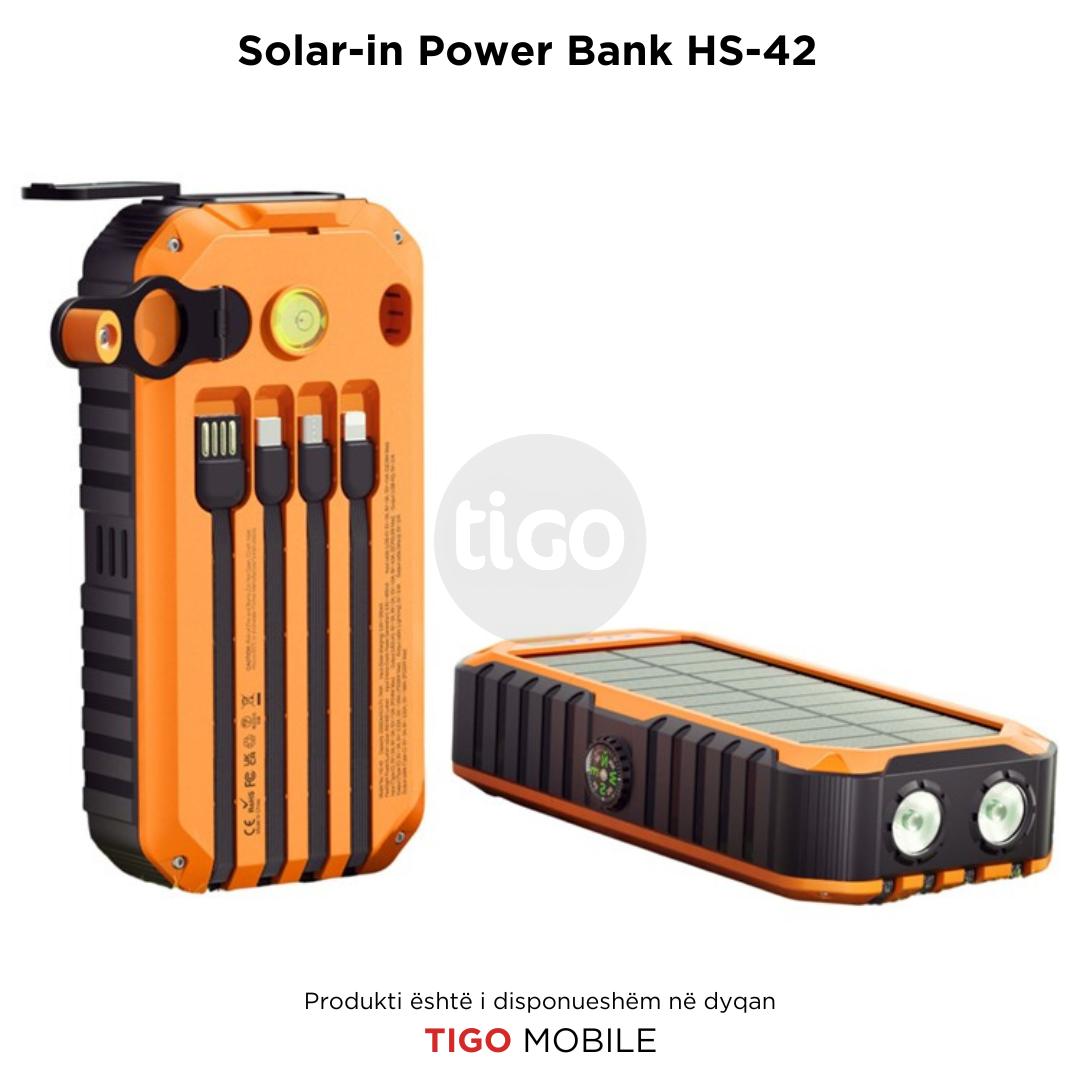 HS-43 Hand Crank Solar Power Bank 20000mAh – Me Drita, Busull dhe Karikim Diellor