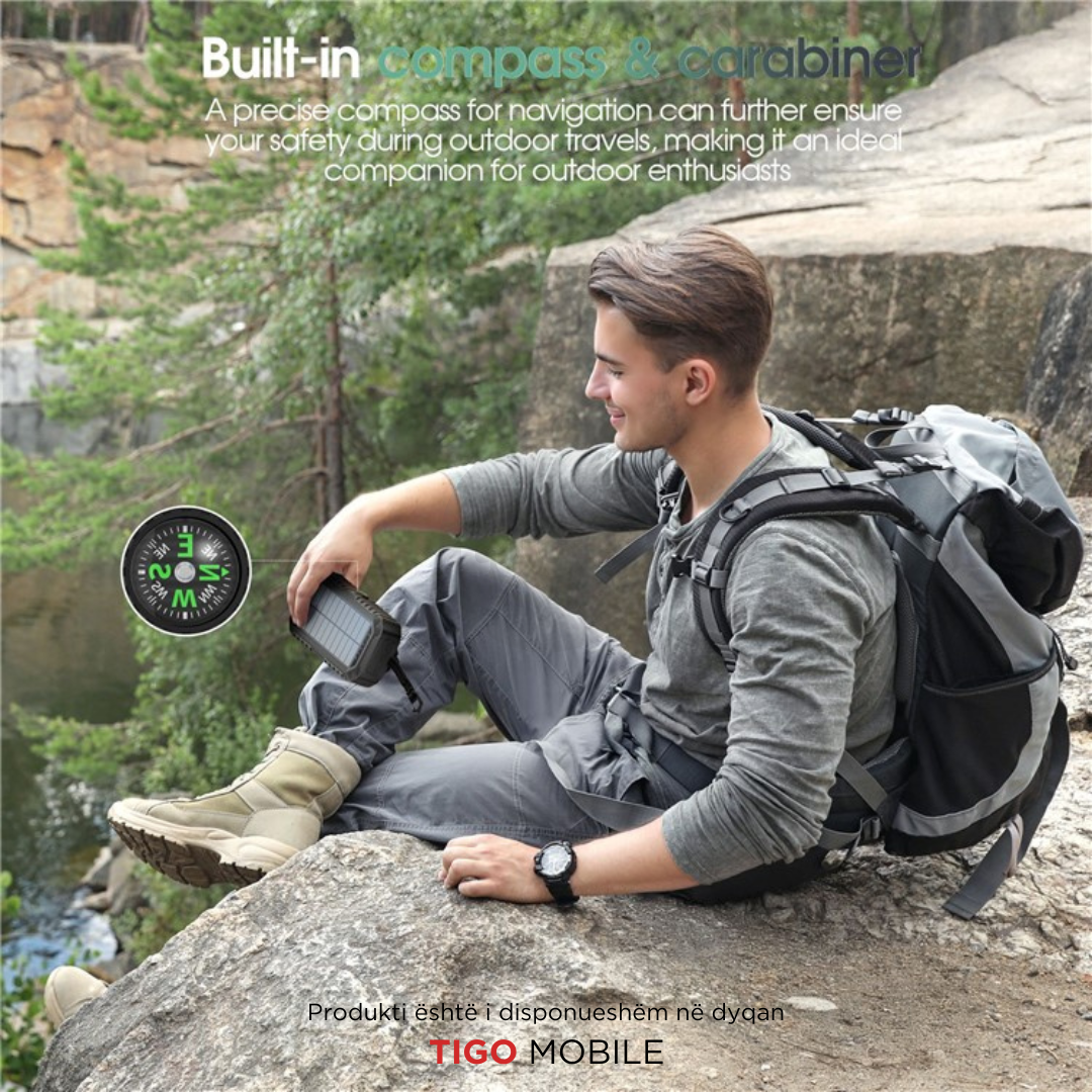 HS-43 Hand Crank Solar Power Bank 20000mAh – Me Drita, Busull dhe Karikim Diellor