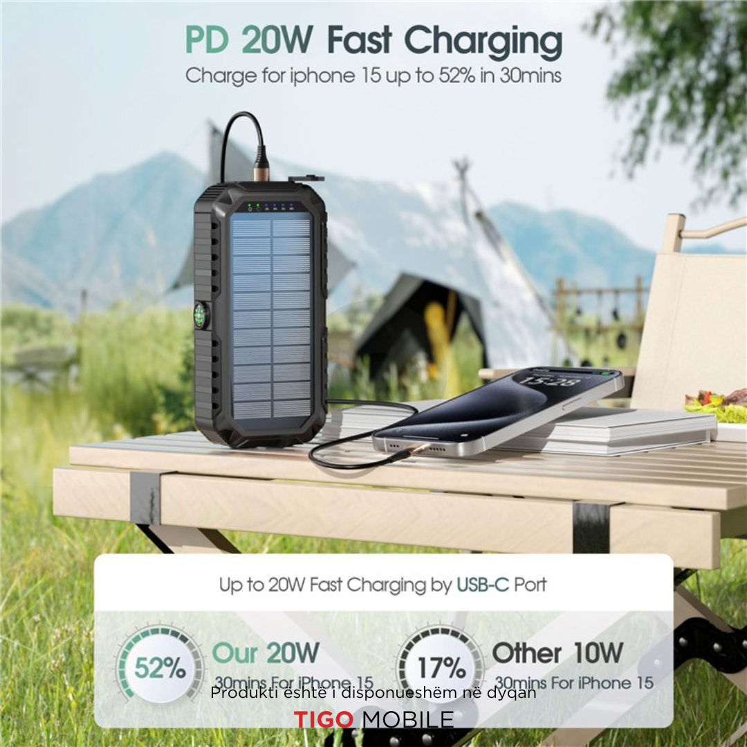 HS-43 Hand Crank Solar Power Bank 20000mAh – Me Drita, Busull dhe Karikim Diellor
