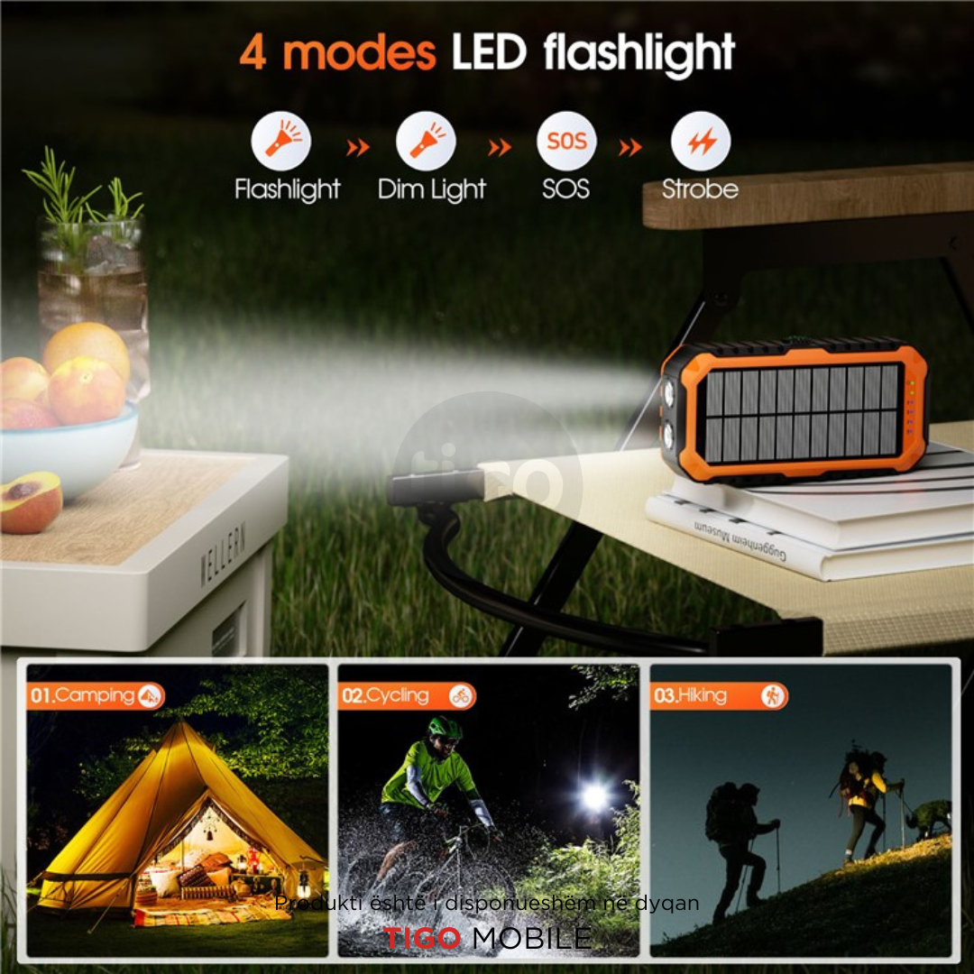 HS-43 Hand Crank Solar Power Bank 20000mAh – Me Drita, Busull dhe Karikim Diellor