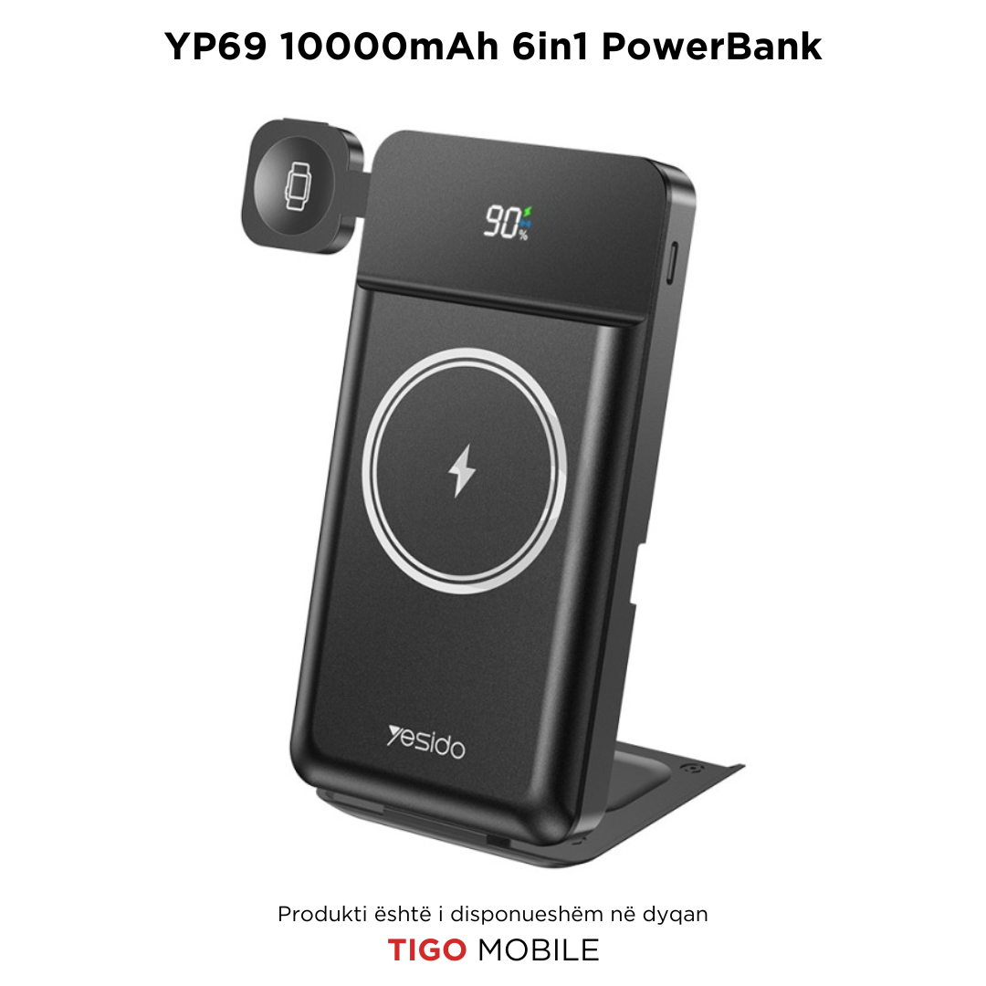 Power Bank Multifunksional 10000mAh me Karikim Wireless – Yesido YP69 USB &Type-C Multi Functional 15W Wireless Charging