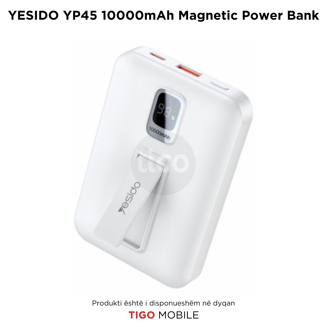 Yesido YP45 – Power Bank 10000mAh me Karikim Wireless Magnetik 22.5W dhe Mbajtëse e Palosshme