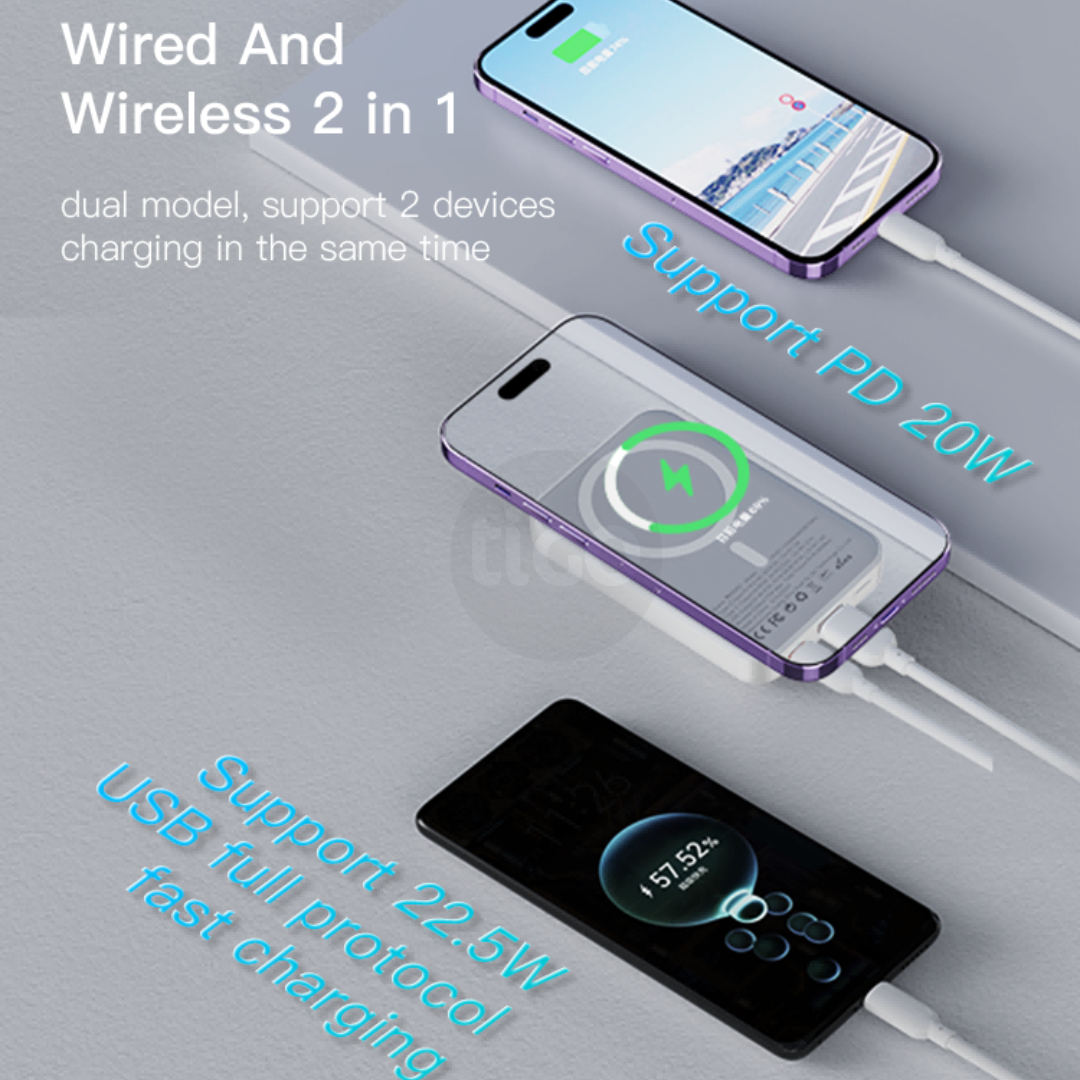 Yesido YP45 – Power Bank 10000mAh me Karikim Wireless Magnetik 22.5W dhe Mbajtëse e Palosshme