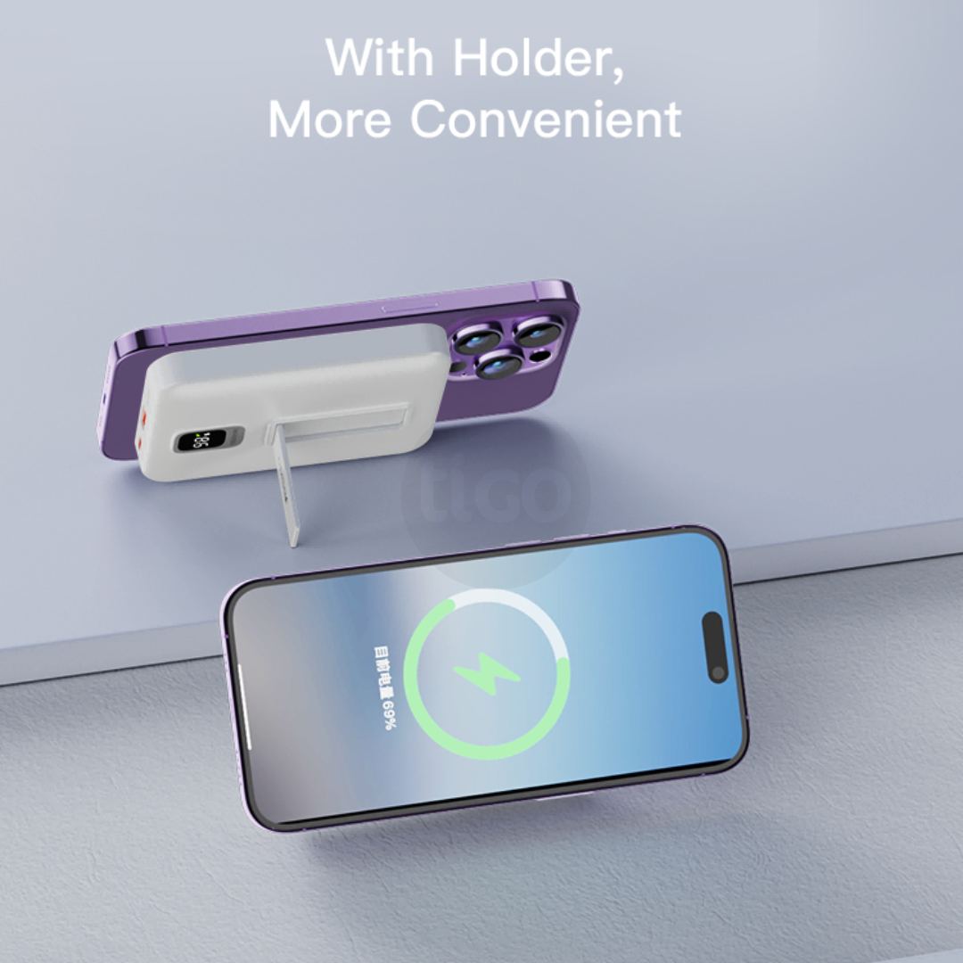 Yesido YP45 – Power Bank 10000mAh me Karikim Wireless Magnetik 22.5W dhe Mbajtëse e Palosshme