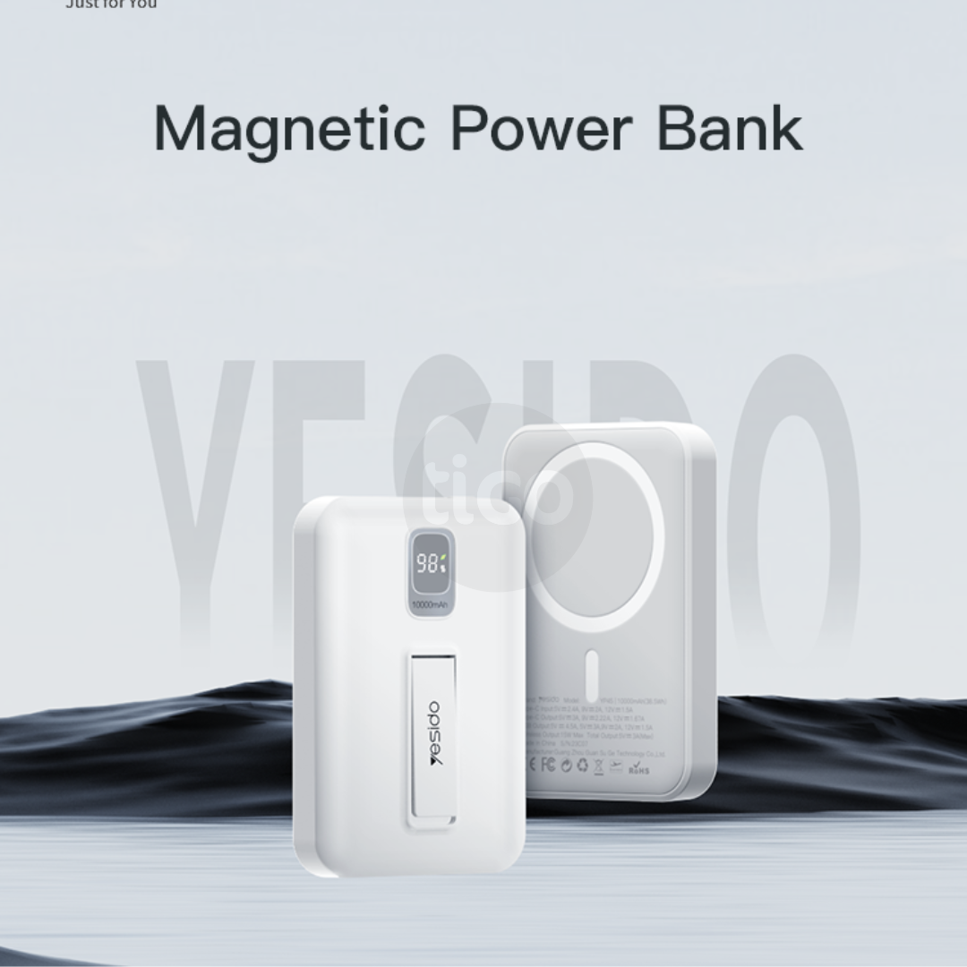 Yesido YP45 – Power Bank 10000mAh me Karikim Wireless Magnetik 22.5W dhe Mbajtëse e Palosshme
