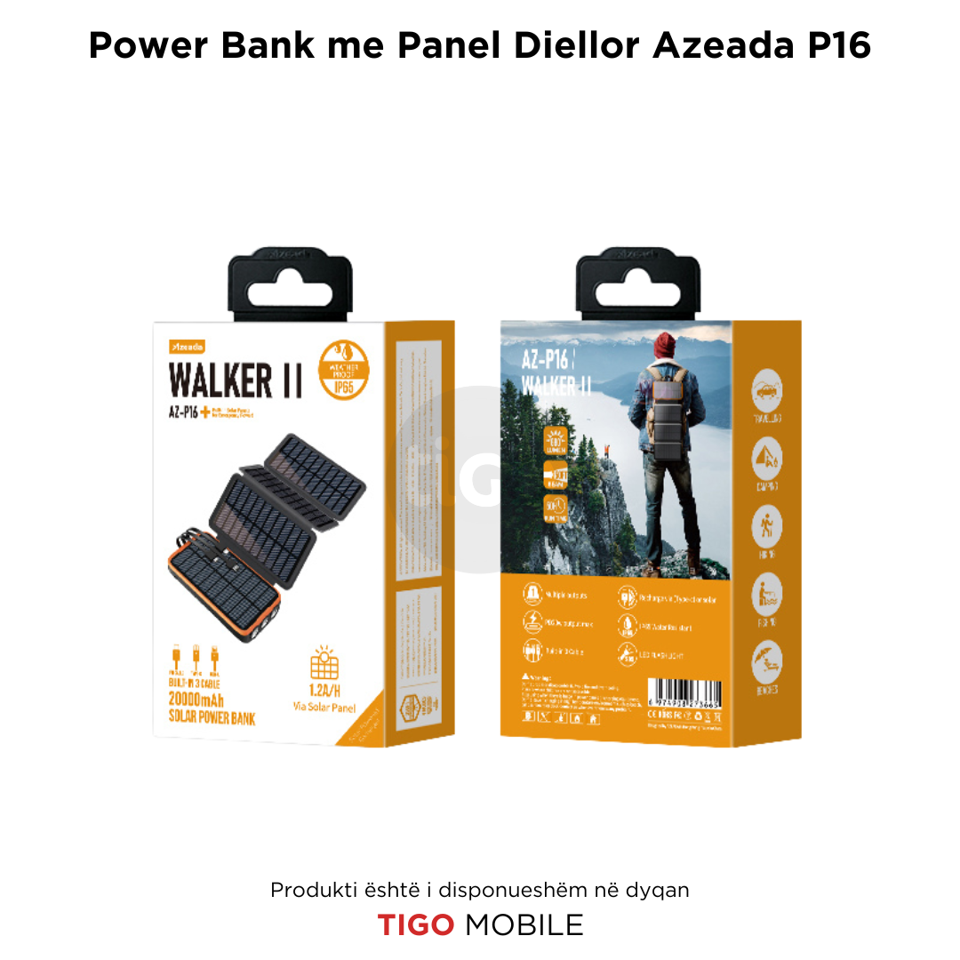 Azeada Walker II - 20000mAh Solar Power Bank AZ-P16