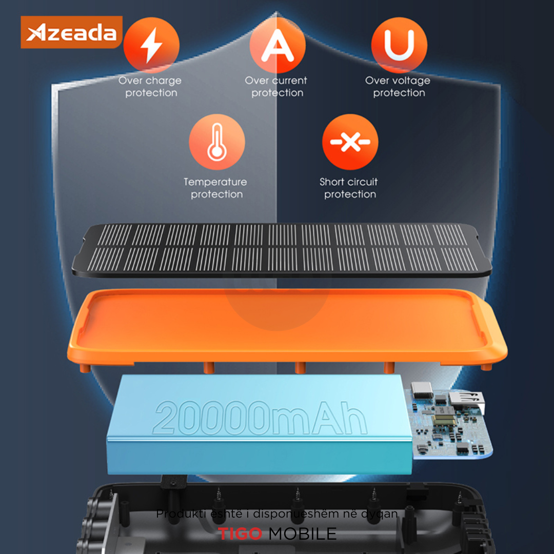 Azeada Walker II - 20000mAh Solar Power Bank AZ-P16