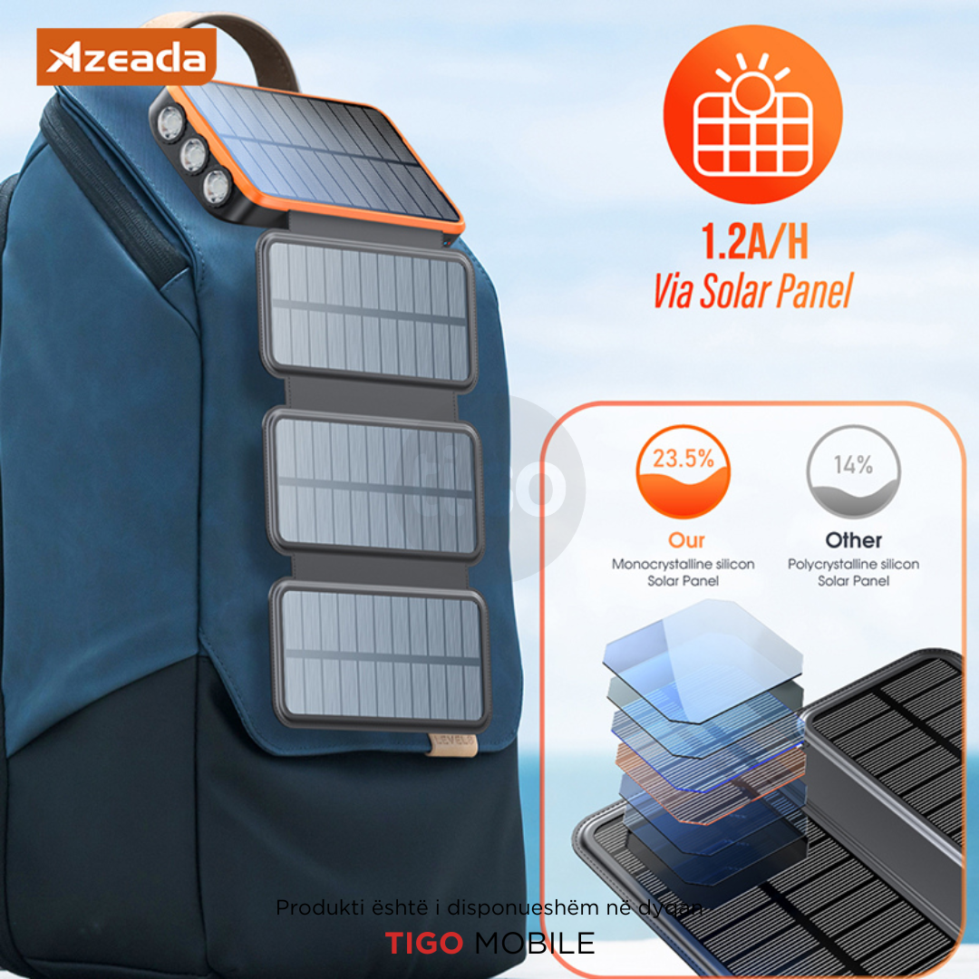 Azeada Walker II - 20000mAh Solar Power Bank AZ-P16