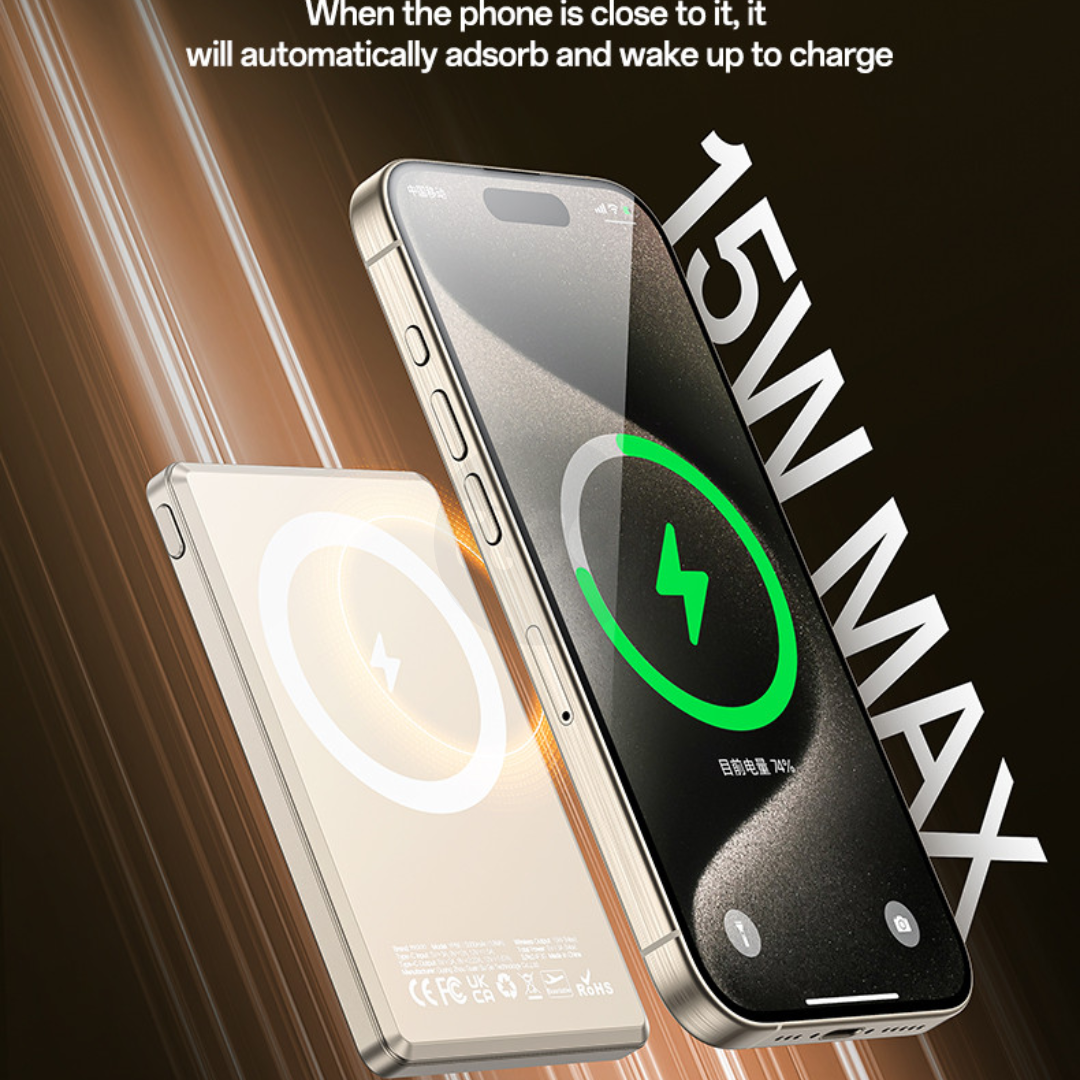 Yesido – Power Bank 5,000mAh Ultra i Hollë me Karikim Wireless Magnetik 15W - YP66 Wireless Fast Charging Magnetic