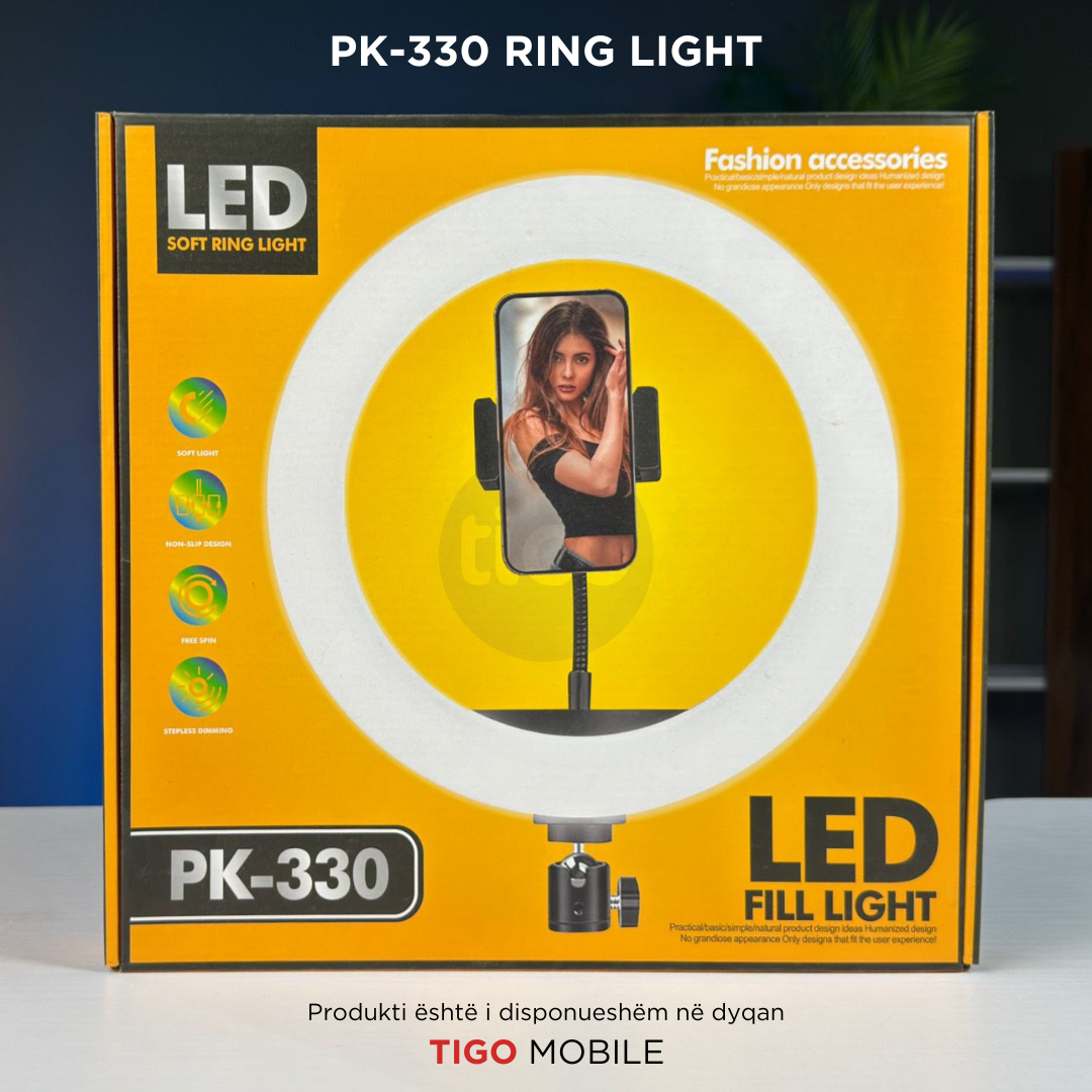 Dritë LED Unazë me Rregullim Ngjyrash – USB, 5W - PK-330 Ring Light 33 CM