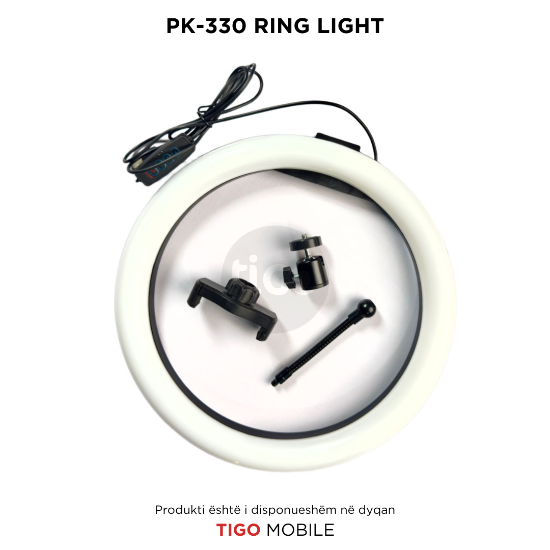 Dritë LED Unazë me Rregullim Ngjyrash – USB, 5W - PK-330 Ring Light 33 CM
