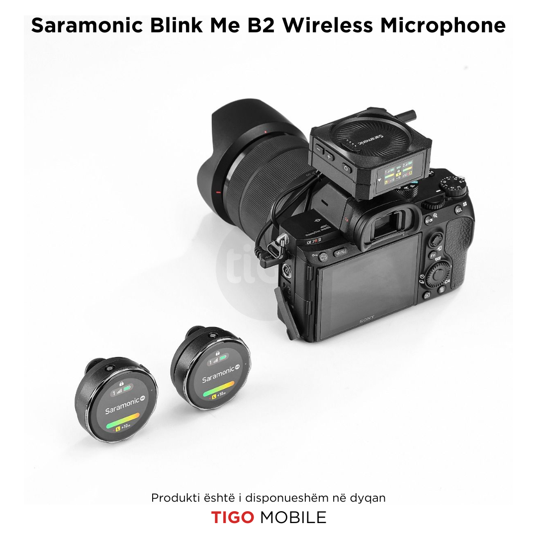 Saramonic Blink Me B2 Wireless Microphone - Mikrofon Wireless Profesional me Dy Transmetues dhe Ekran Touch