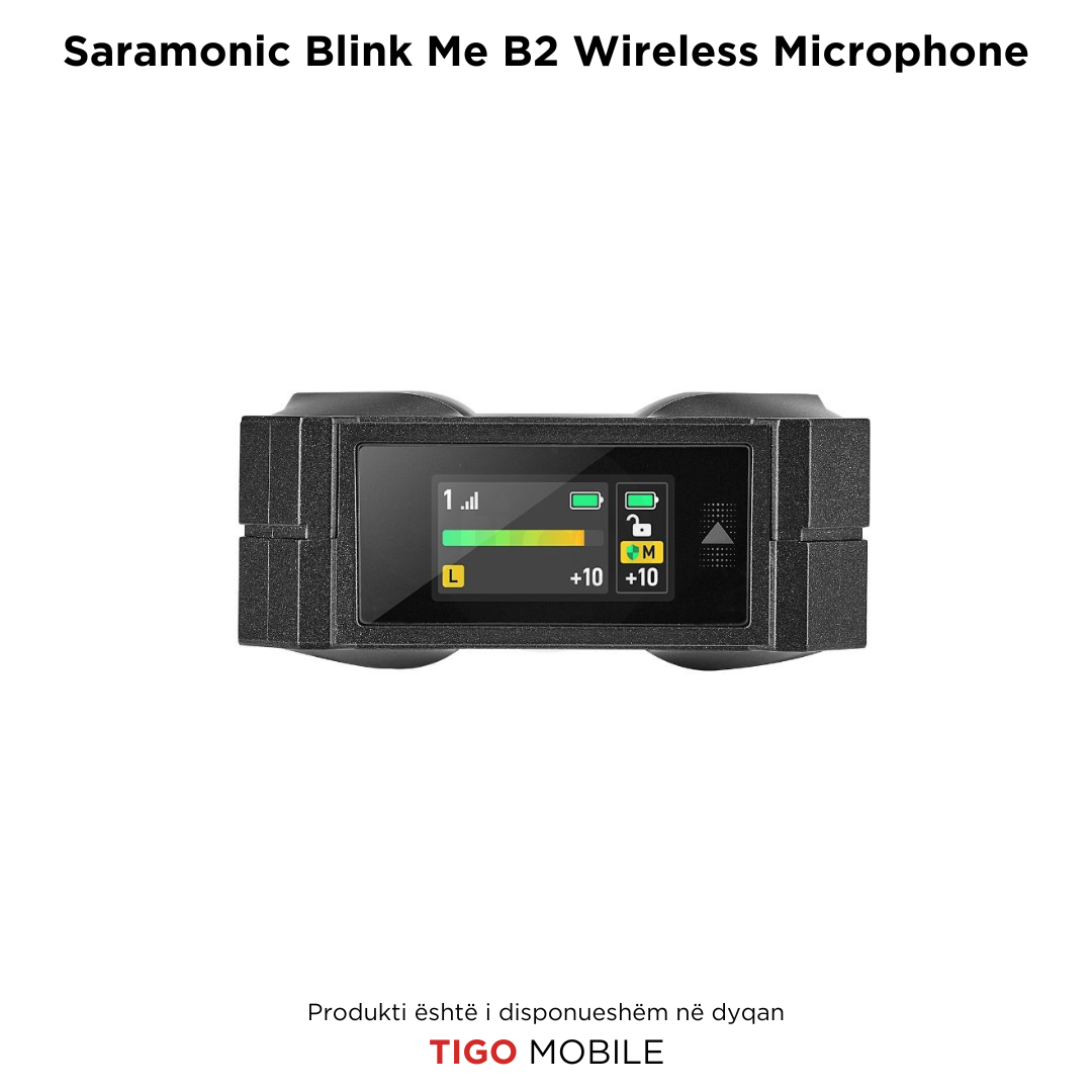 Saramonic Blink Me B2 Wireless Microphone - Mikrofon Wireless Profesional me Dy Transmetues dhe Ekran Touch