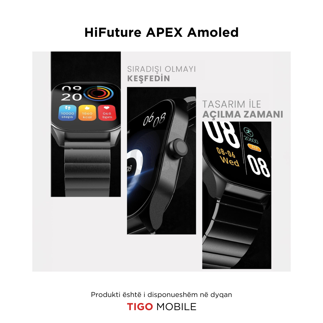 Ore inteligjente smart watch hifuture apex amoled me bateri te fuqishme dhe me ekran 2.04' - TIGO MOBILE AL