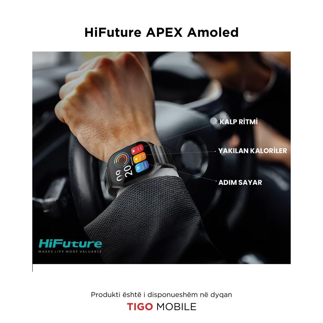 Ore inteligjente smart watch hifuture apex amoled me bateri te fuqishme dhe me ekran 2.04' - TIGO MOBILE AL