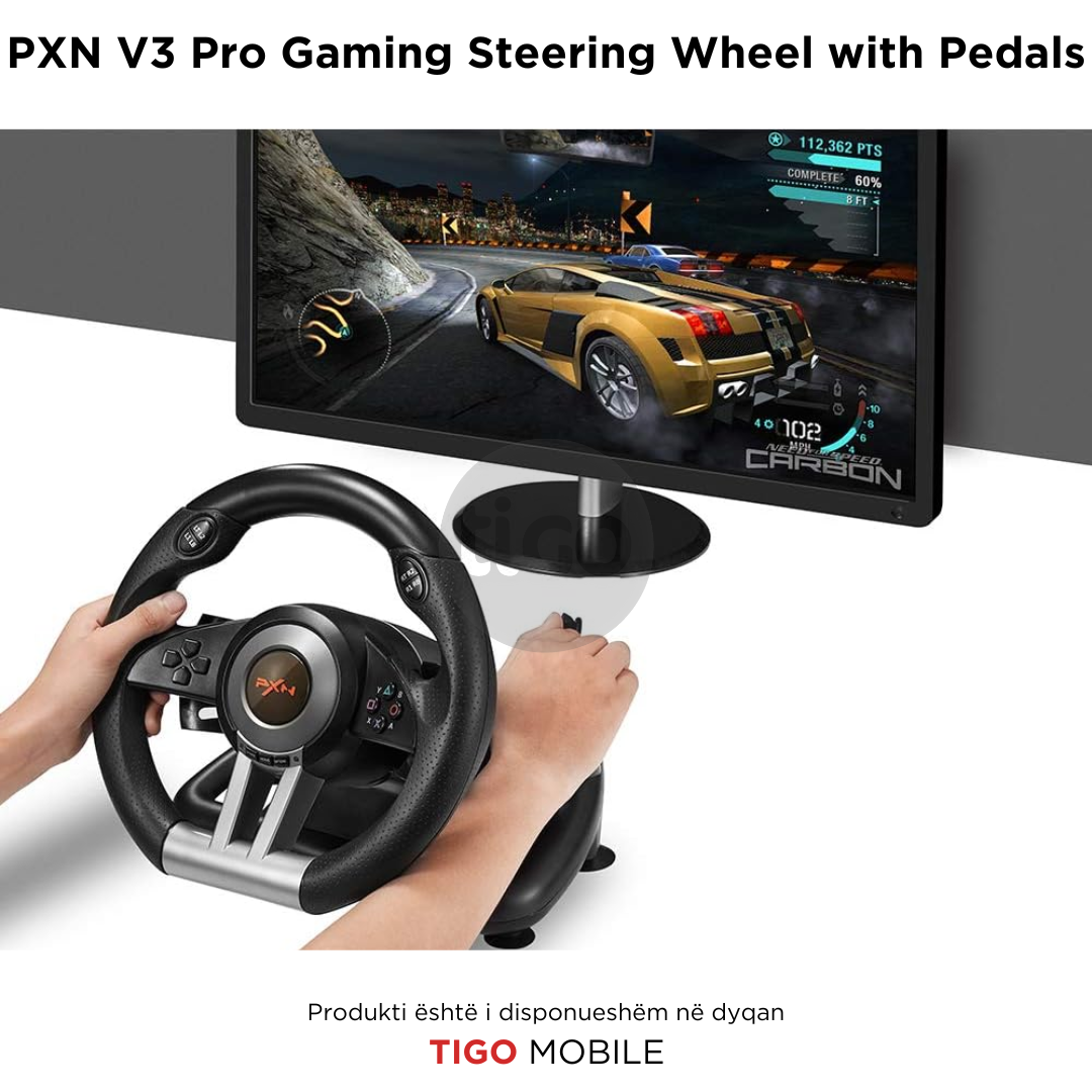 Timon dhe Pedale PXN V3 Pro - PS4, Xbox One, PC, Xbox Series X|S, PS3 | Gaming Racing Wheel