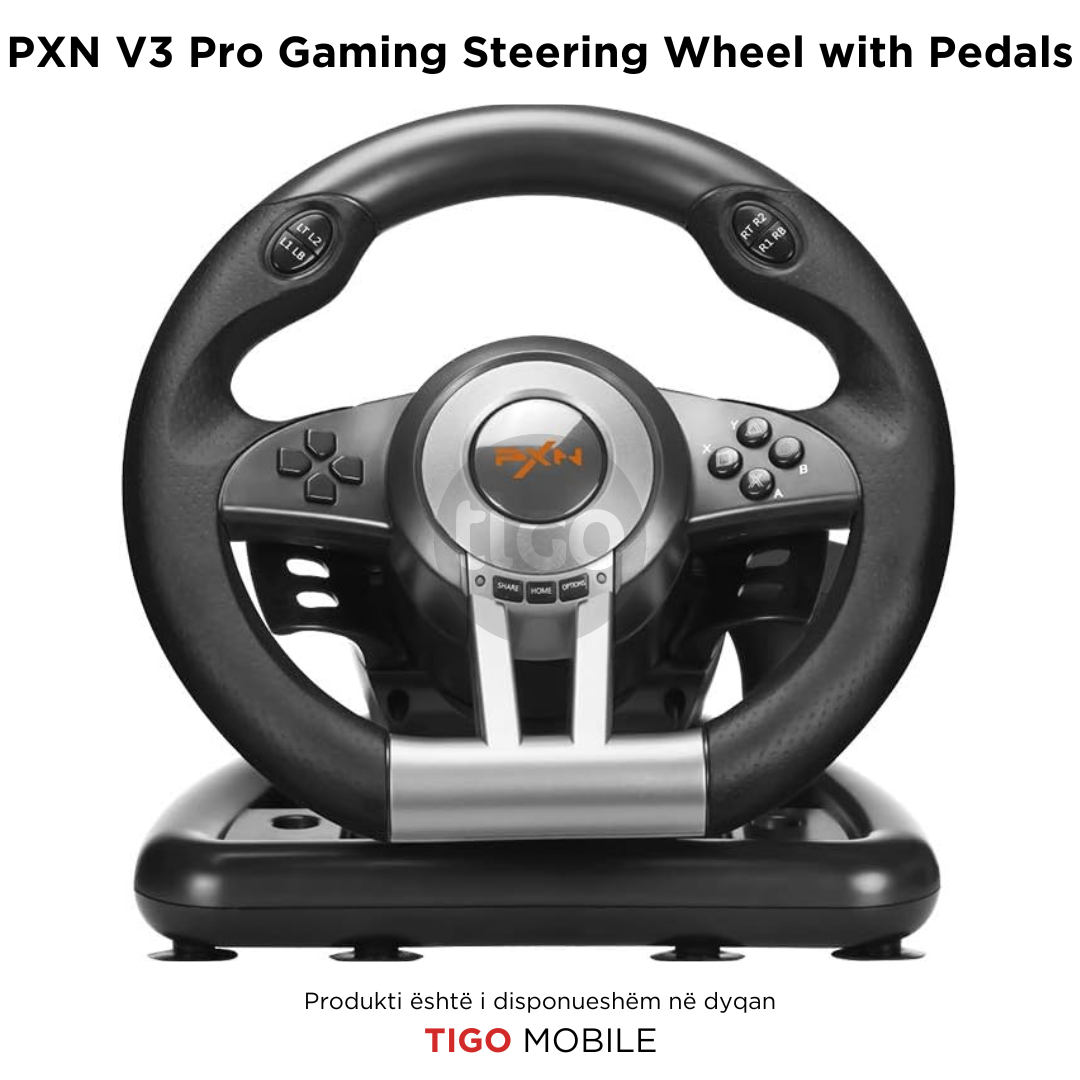 Timon dhe Pedale PXN V3 Pro - PS4, Xbox One, PC, Xbox Series X|S, PS3 | Gaming Racing Wheel