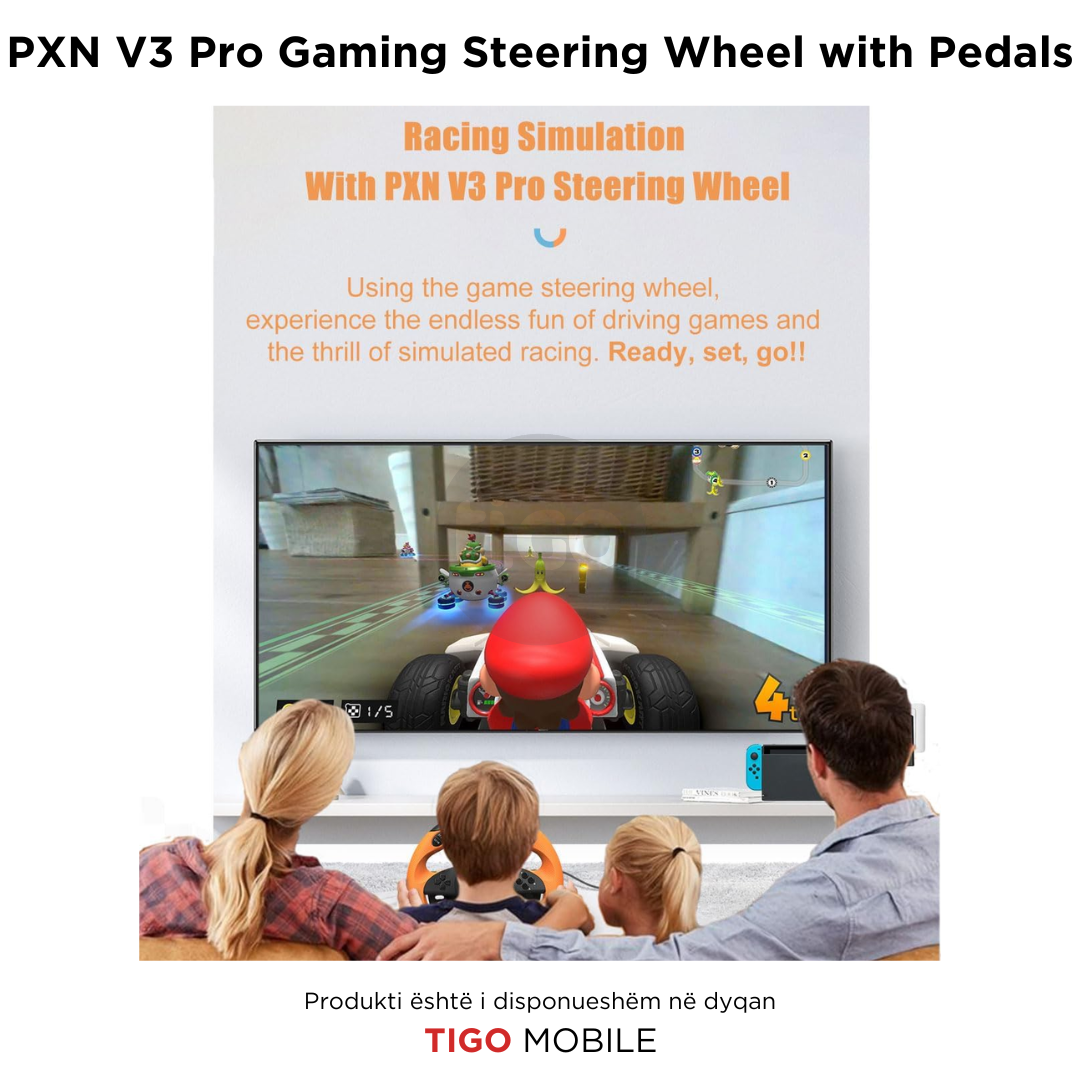 Timon dhe Pedale PXN V3 Pro - PS4, Xbox One, PC, Xbox Series X|S, PS3 | Gaming Racing Wheel