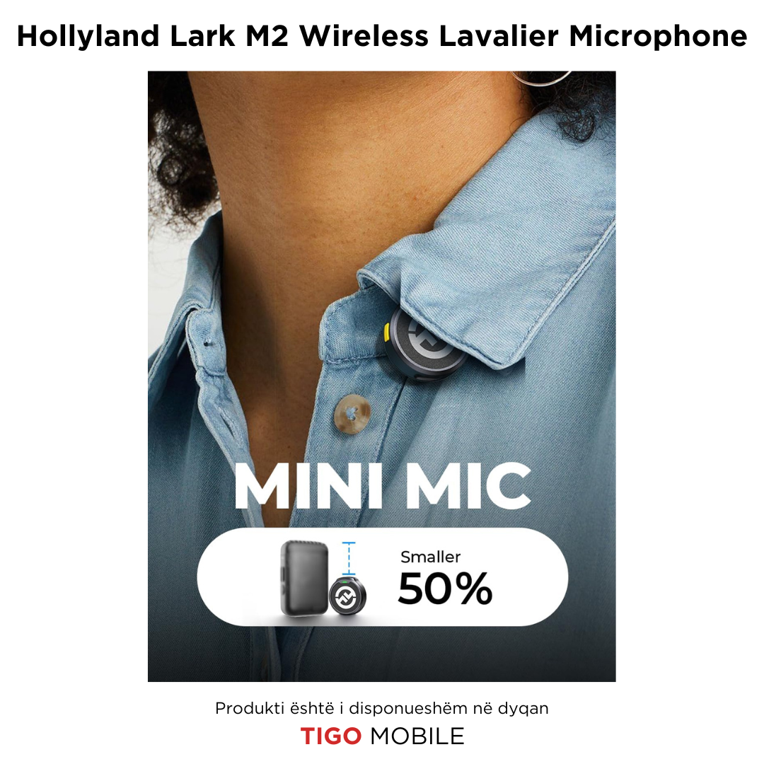 Hollyland Lark M2 – Mikrofon Wireless Lavalier për Kamera, PC, Laptop, Telefona