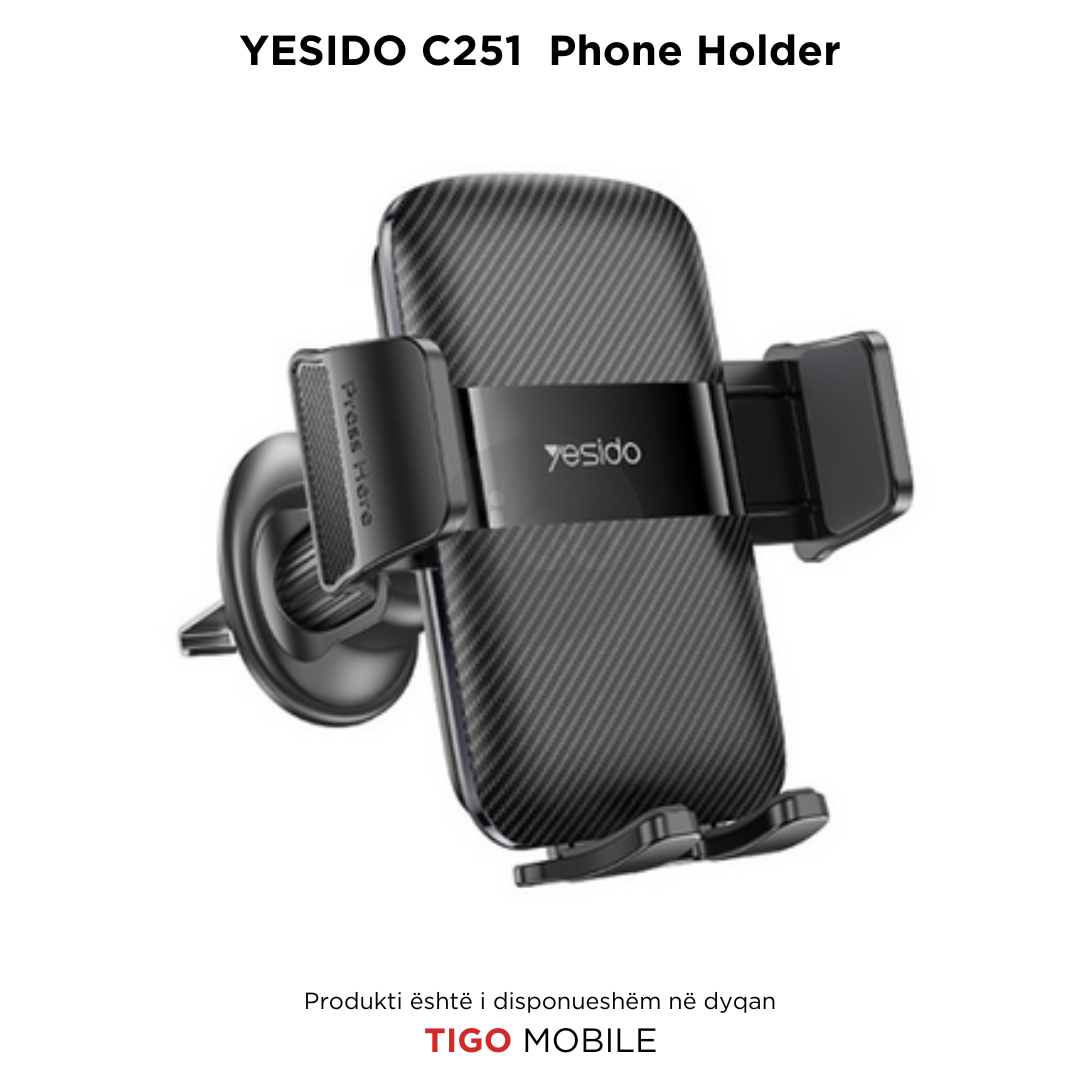 Mbajtëse Telefoni për Makinë – Rrotullim i Plotë 360°, Kapje dhe Mbyllje Automatike - 360 Free Rotation One-second Automatic Clamping Auto-locking High Quality Air Vent Phone Holder C251