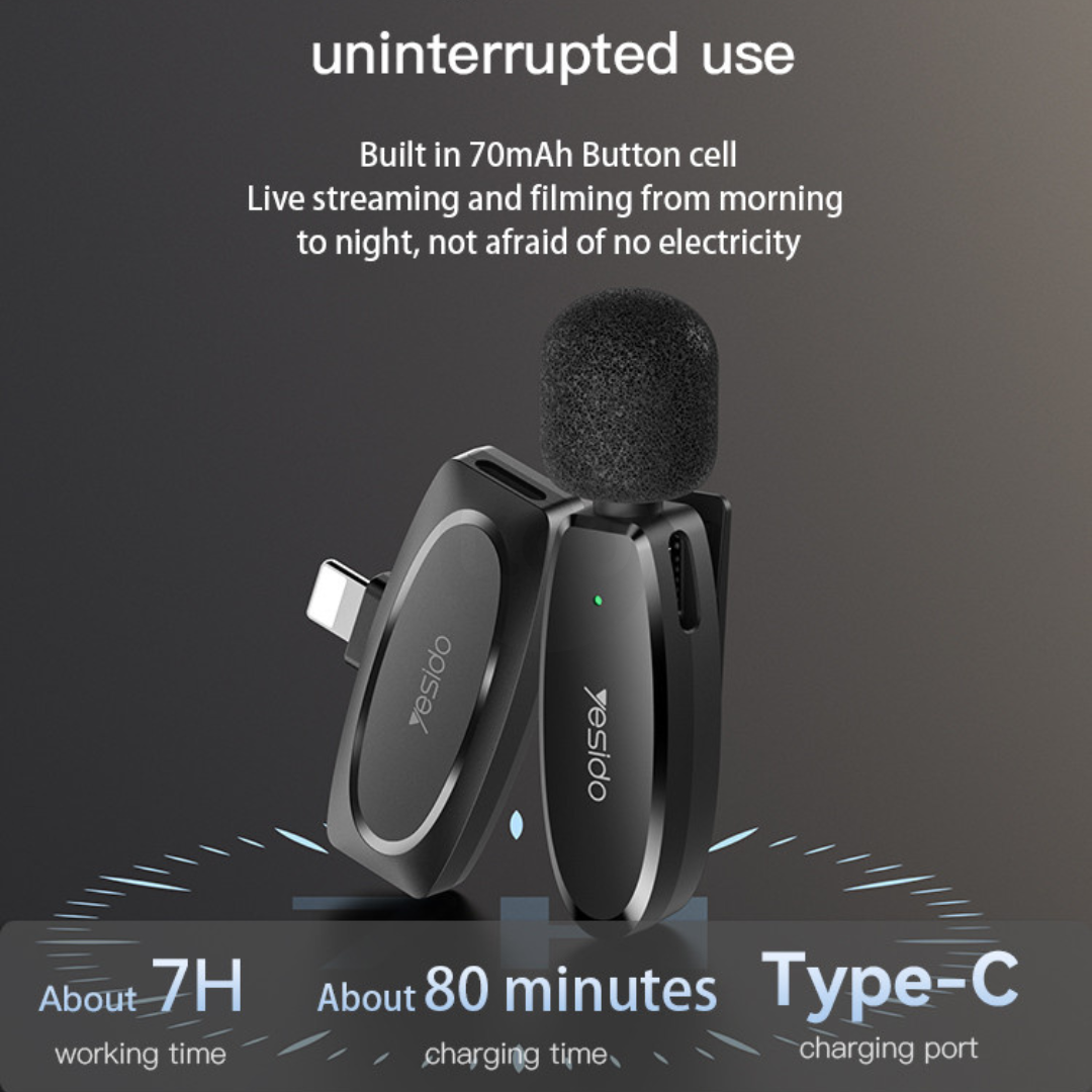 Yesido KR15 – Mikrofon Wireless MEMS me Dy Transmetues dhe Port 2 në 1