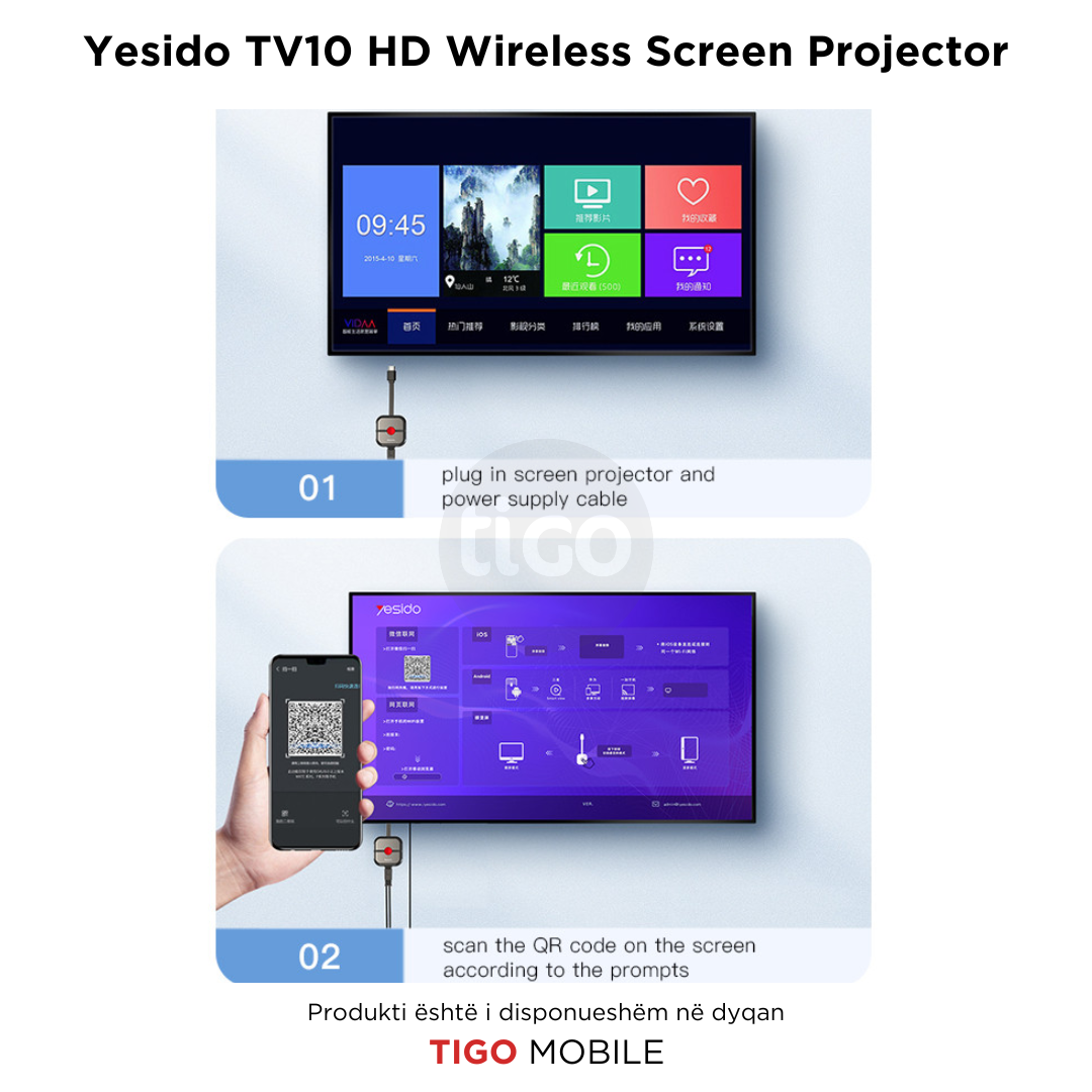 Yesido TV10 HD Wireless Screen Projector