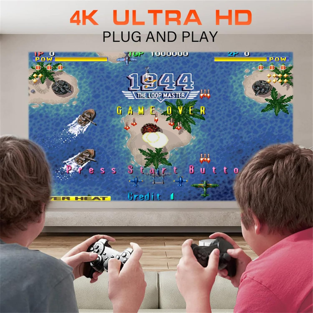 Projektor P30 MAX me 2 gamepad Android 11 Wifi6 BT Home Theater, Zyrë, Projektor portativ 4K HD për ambiente të jashtme (35000+ lojëra)