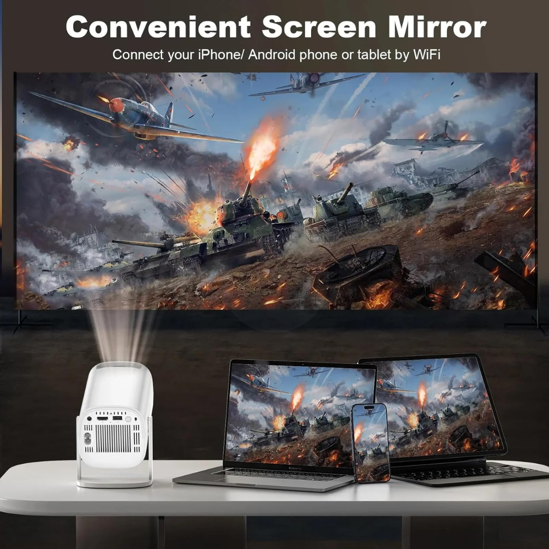 Projektor P30 MAX me 2 gamepad Android 11 Wifi6 BT Home Theater, Zyrë, Projektor portativ 4K HD për ambiente të jashtme (35000+ lojëra)