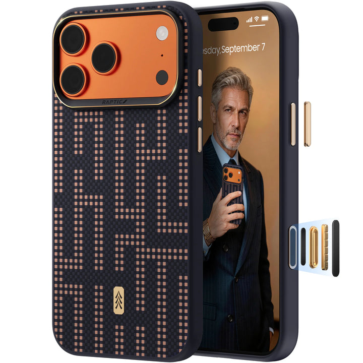 Raptic Aramid Dual Magsafe Phone Case for iPhone 17 Pro Max - grid wisdom